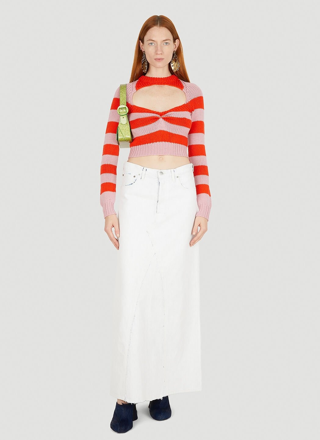 Cut Out Striped Knit Top - 2
