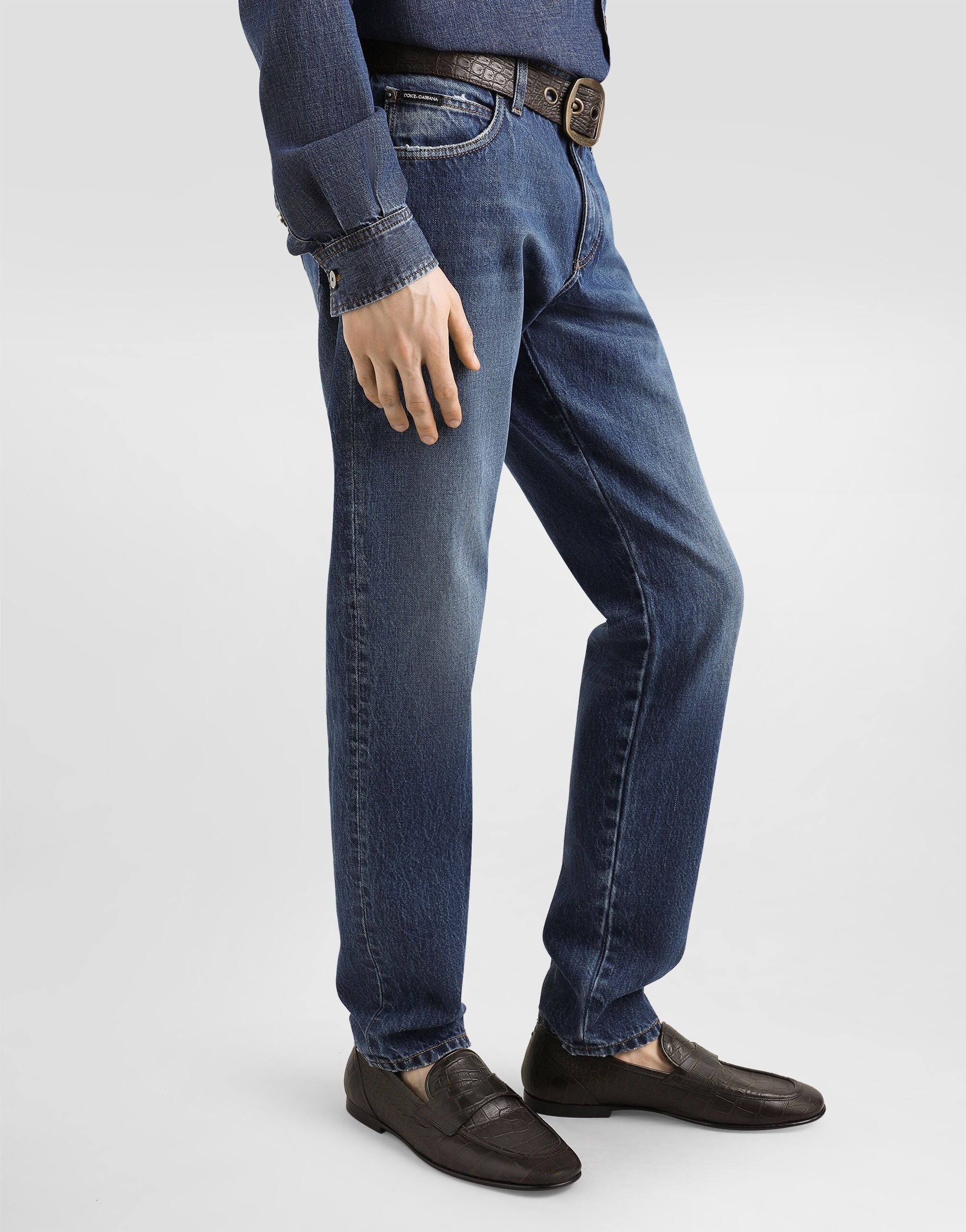 Regular-fit cotton jeans with tag - 4