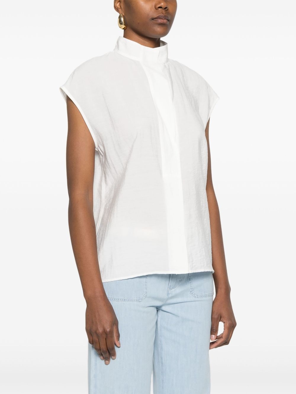 voile cap-sleeve blouse - 3