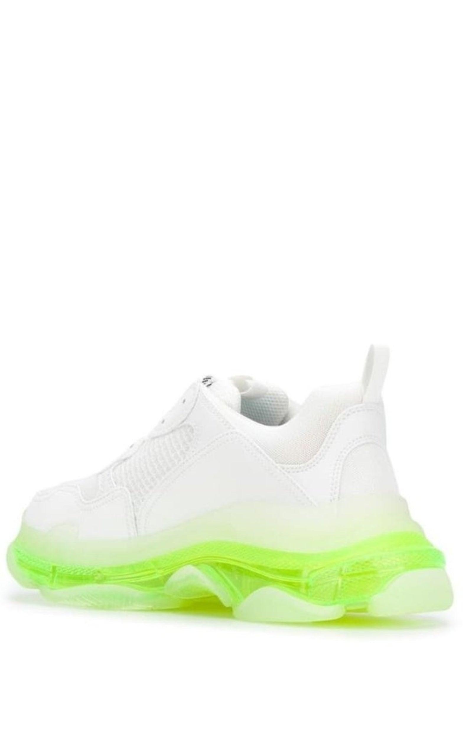 White Triple S Leather and Mesh Sneakers - 4