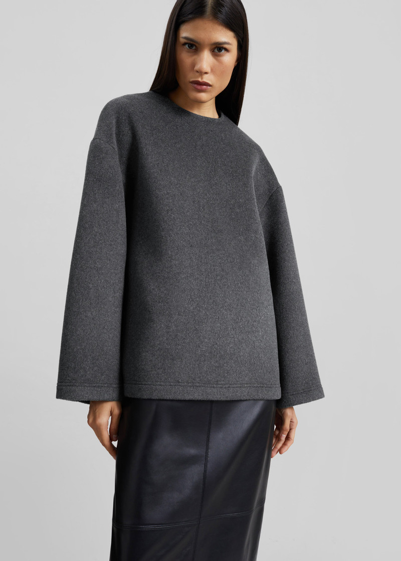 Delancey Long Sleeve Wool Top - Dark Grey Melange 3