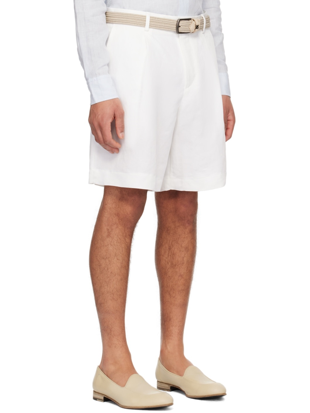 White Pleated Shorts - 2