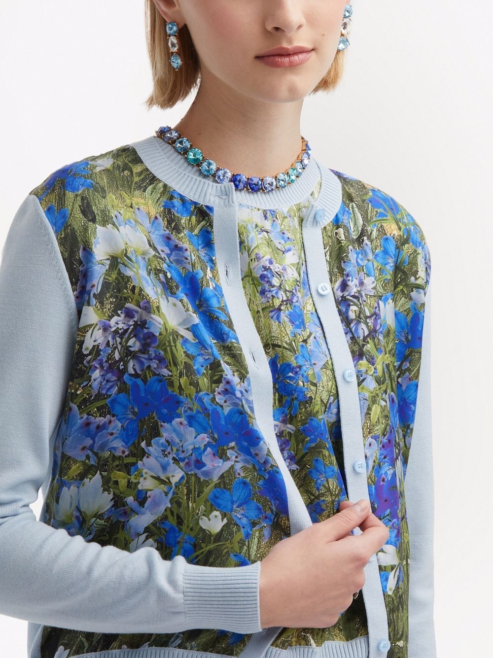 watercolour-print cardigan - 5