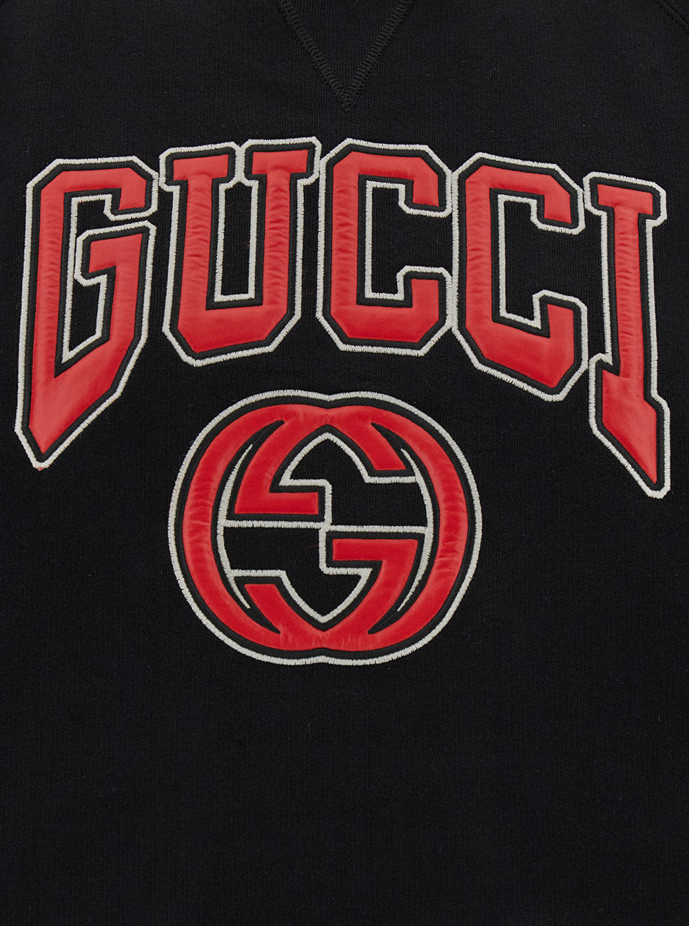 Gucci Women Black Cropped Crewneck Sweatshirt With Logo Print In Cotton Woman - 3