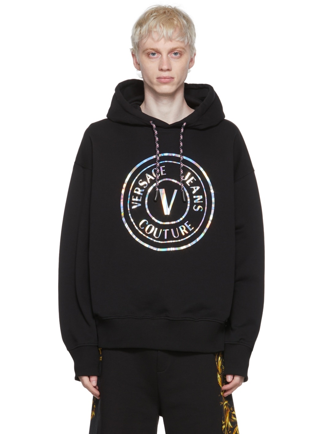 Black V-Emblem Hoodie - 1