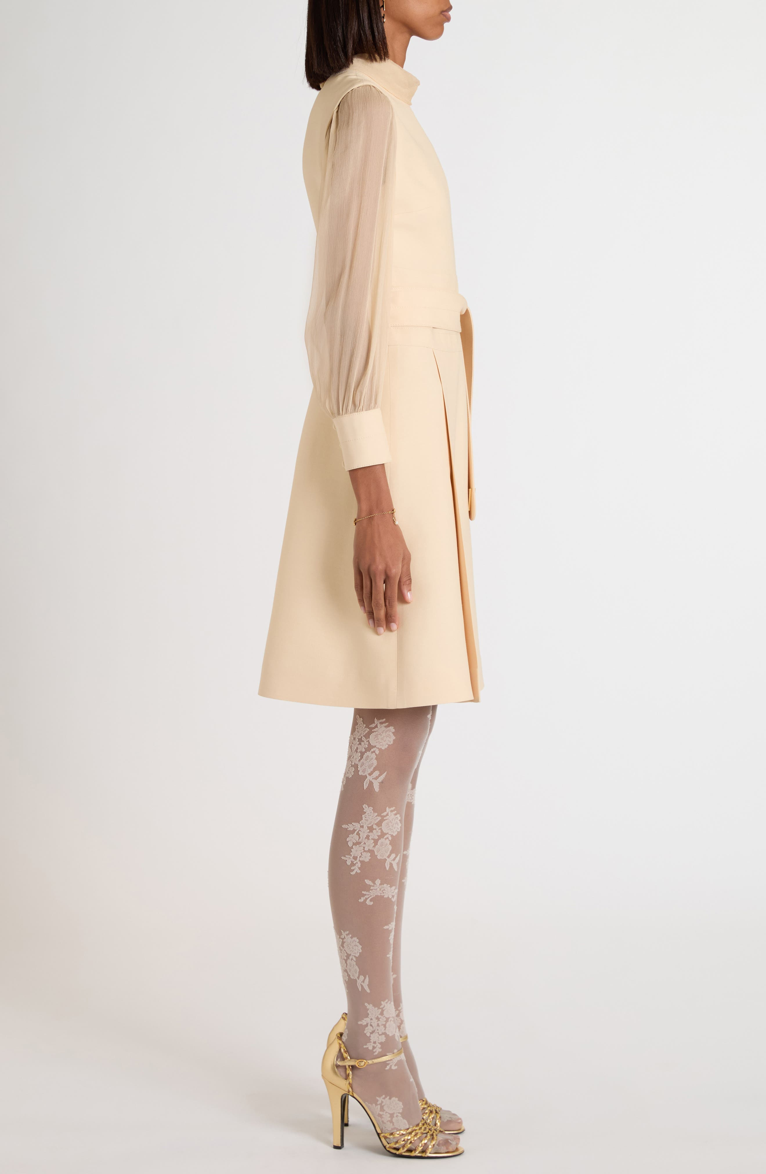 Valentino Garavani V-Detail Crepe Couture Dress in Nude at Nordstrom - 3