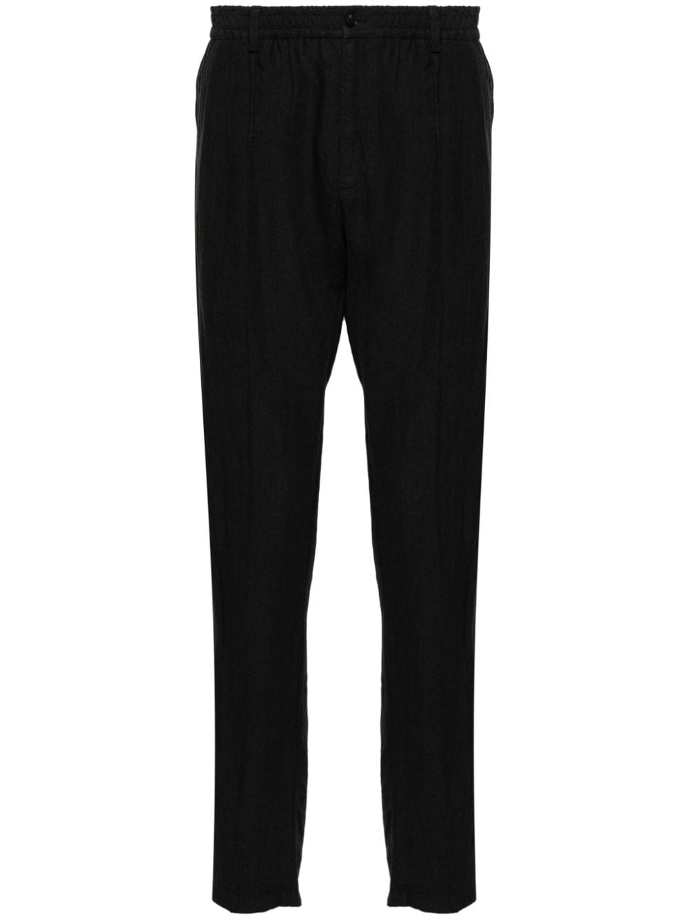 mid-rise tapered linen trousers - 1