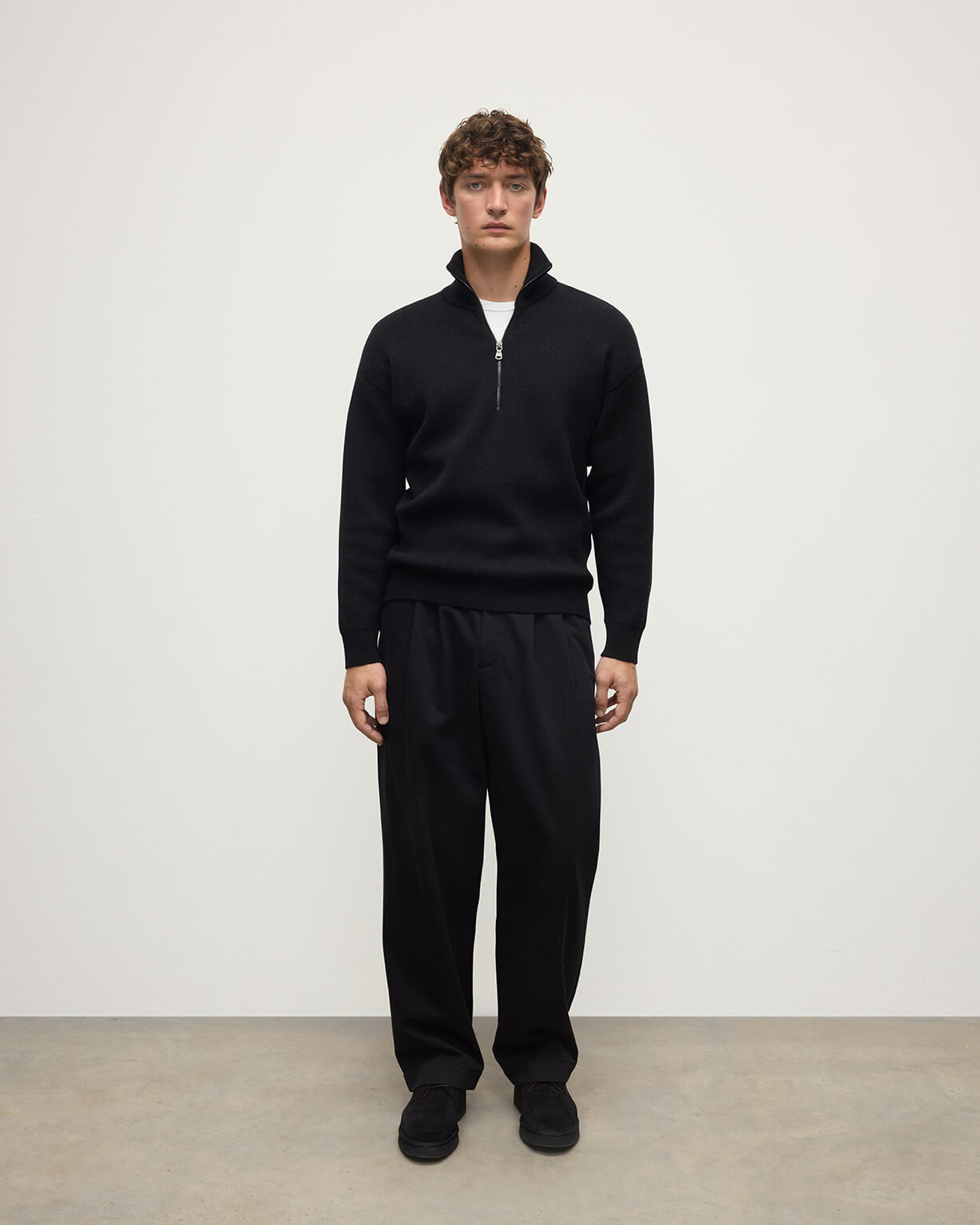 Double Face Black Half Zip Jumper - 2