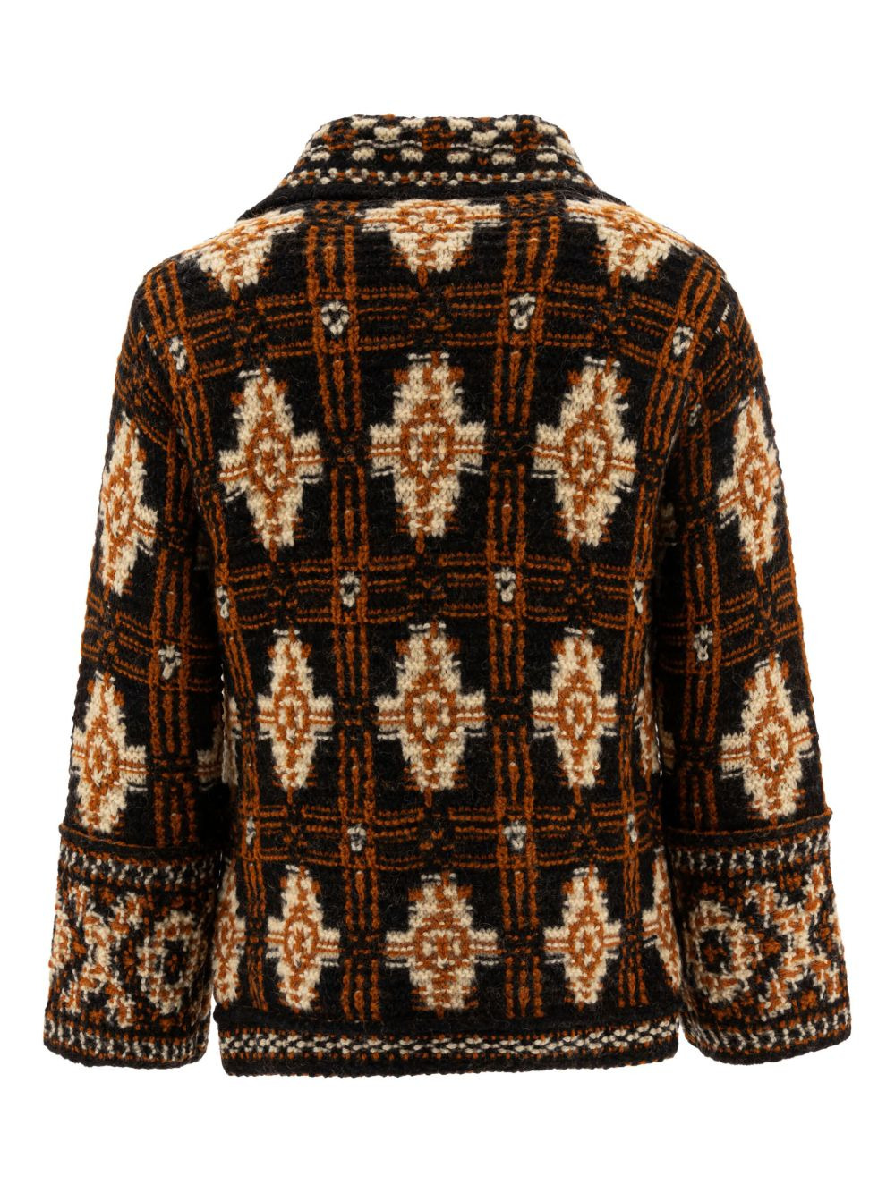 geometric-pattern wool cardigan - 2