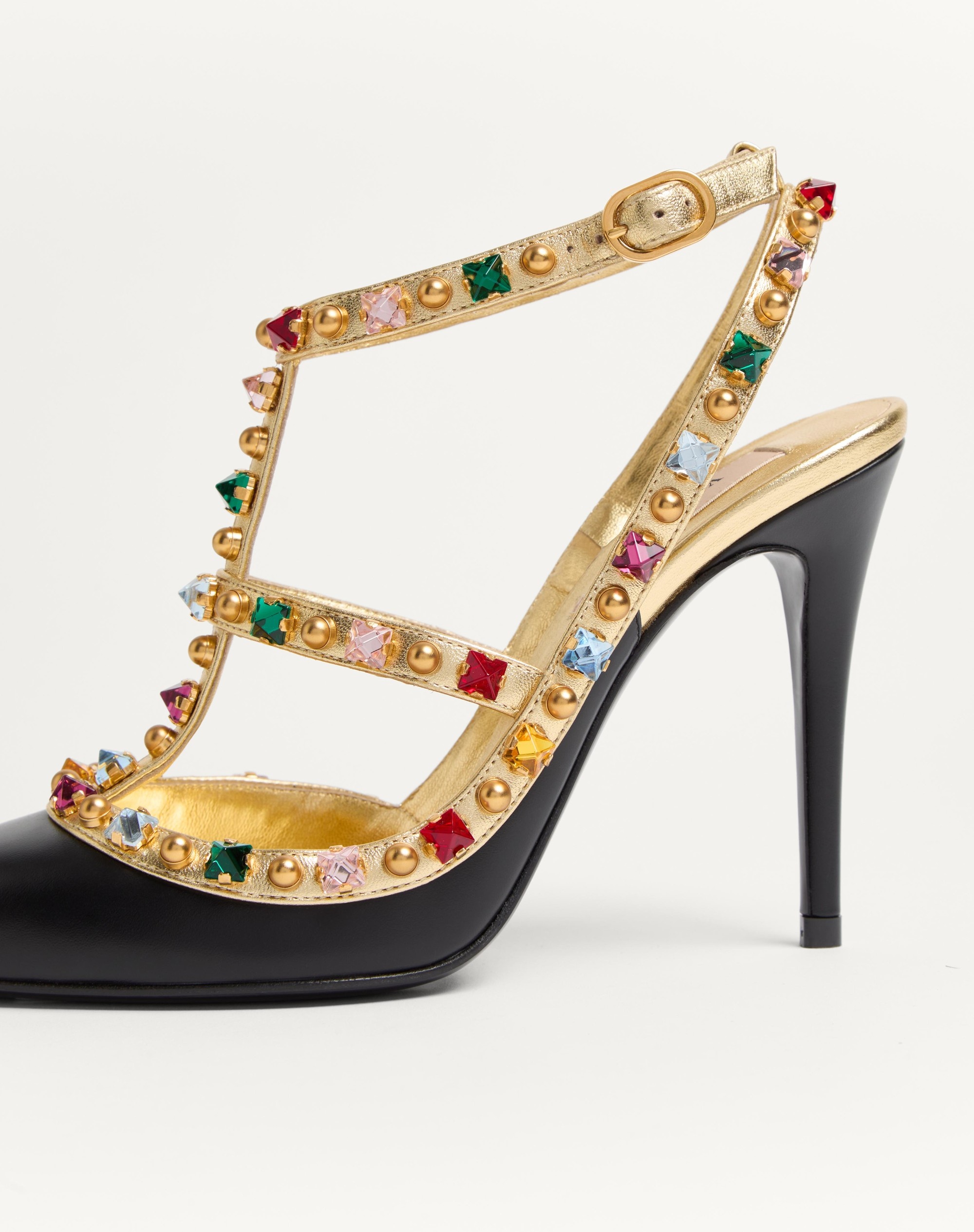 ROCKSTUD CALFSKIN PUMPS WITH CABOCHON AND 100MM CRYSTALS - 7