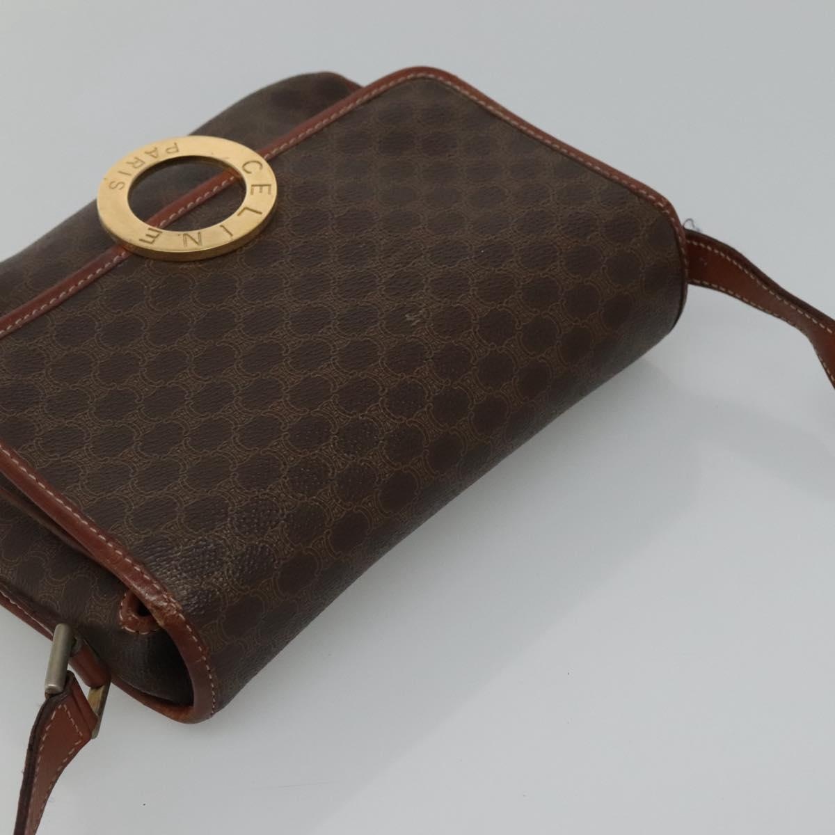CELINE Macadam Canvas Shoulder Bag Pvc Brown Gold - 6