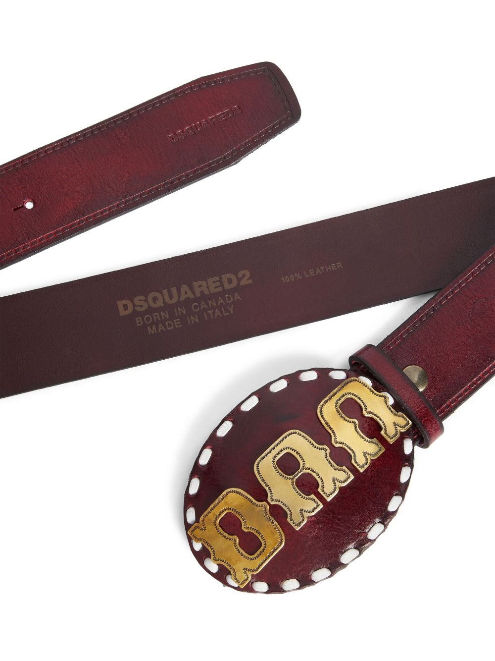 logo-plaque leather belt - 2