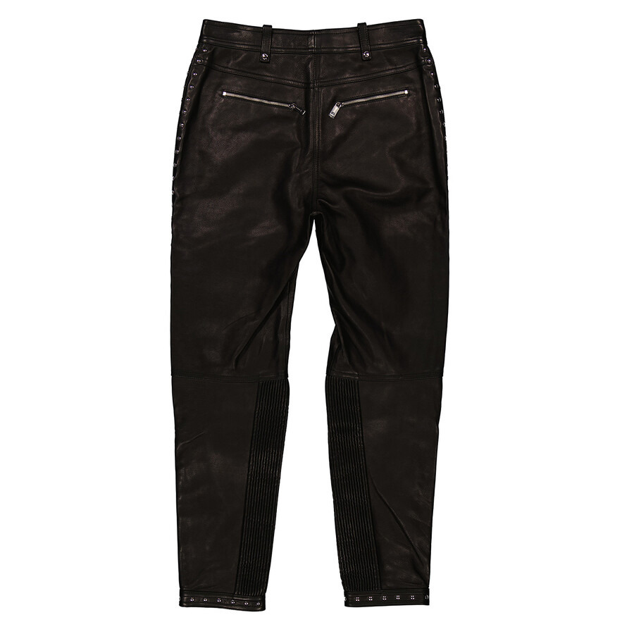 Open Box - Burberry Black Studded Leather Trousers With Zip-detail, Brand Size 8 (US Size 6) - 7