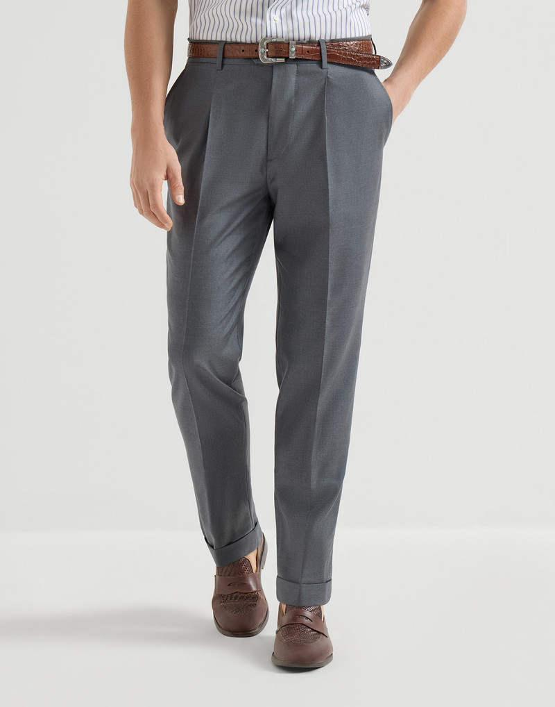 Super 150s virgin wool four season batavia trousers with pleat 2