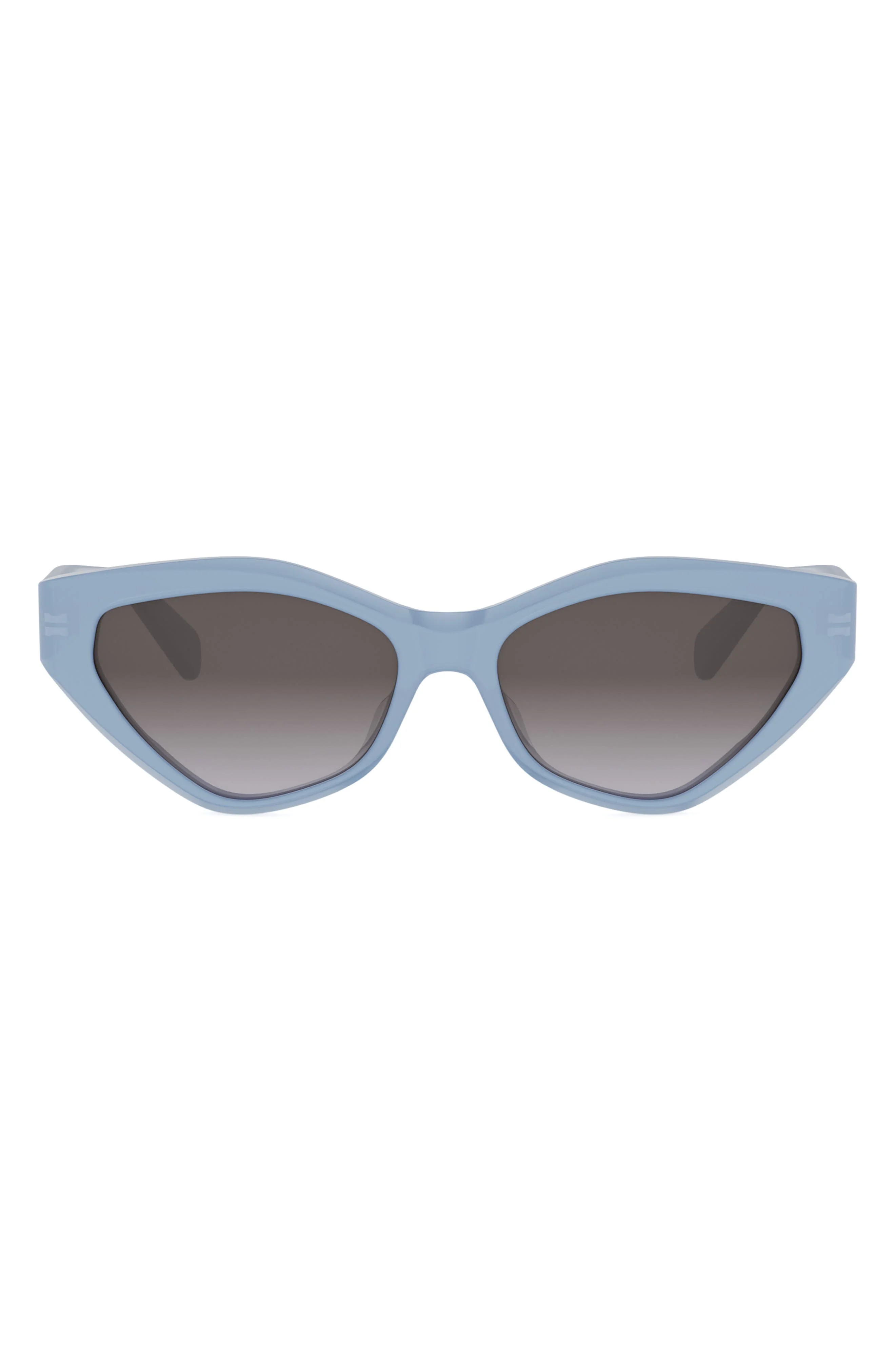 CELINE Triomphe 17 56mm Cat Eye Sunglasses in Shiny Light Blue /Smoke at Nordstrom - 1