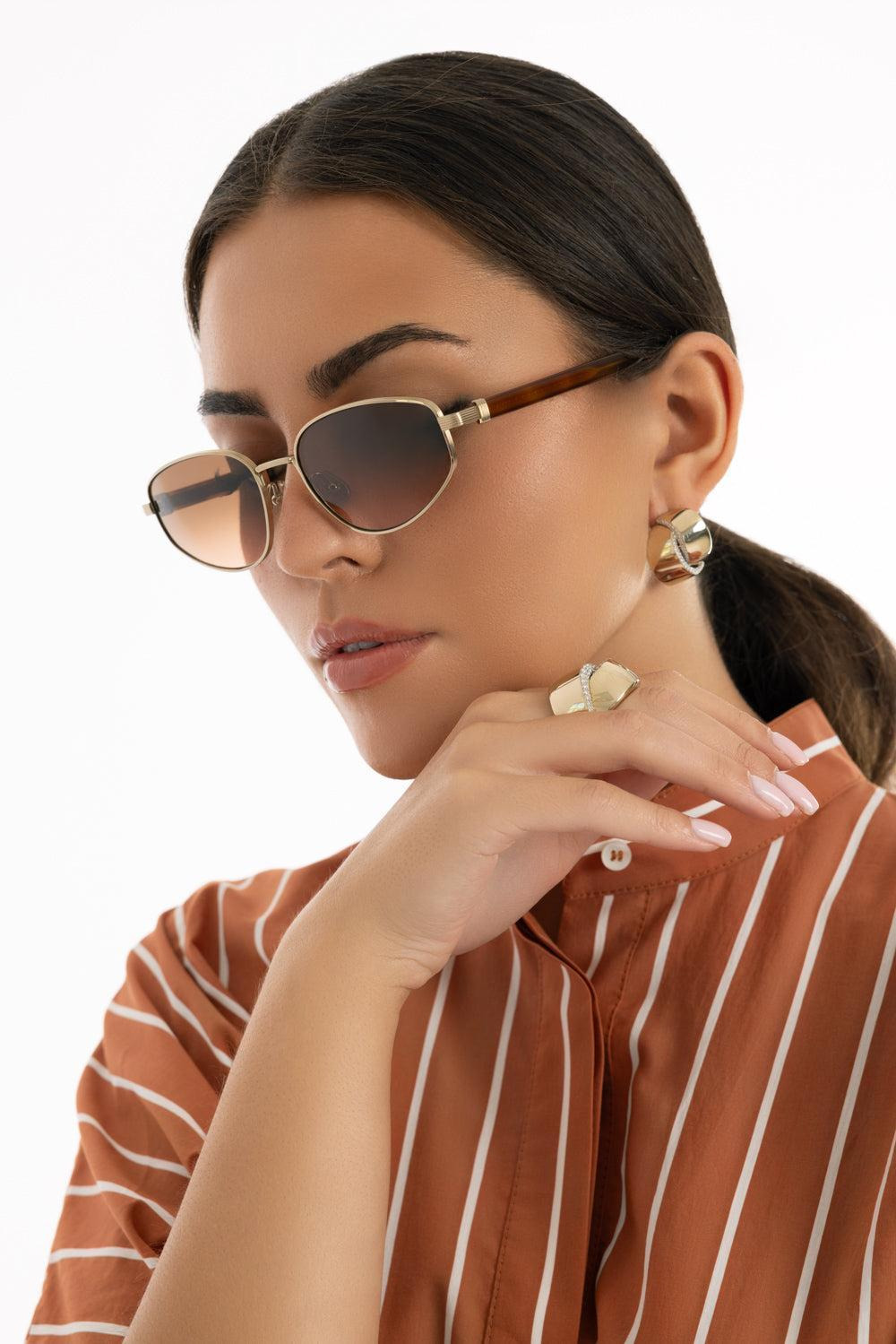 Angled Lens Sunglasses - Orange - 3