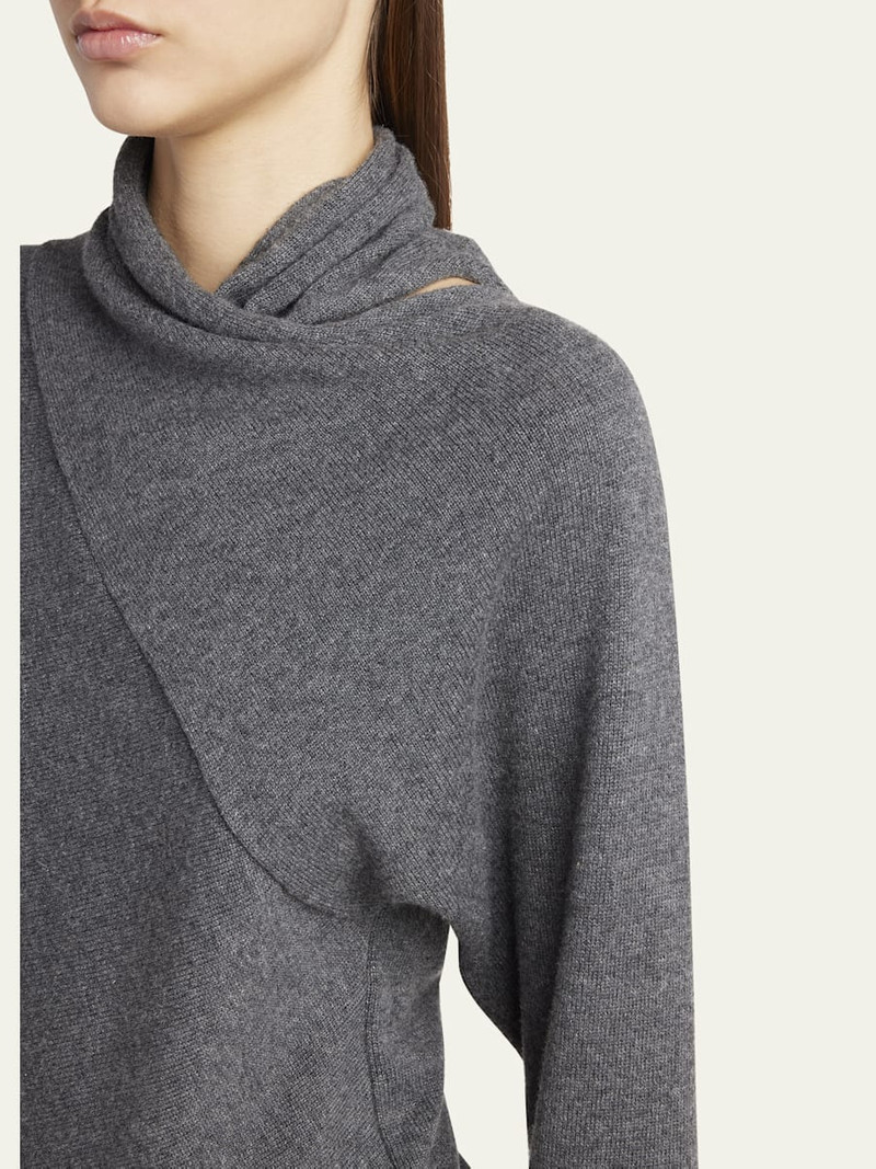 Wrap-Neck Fine Cashmere-Cotton Sweater 5