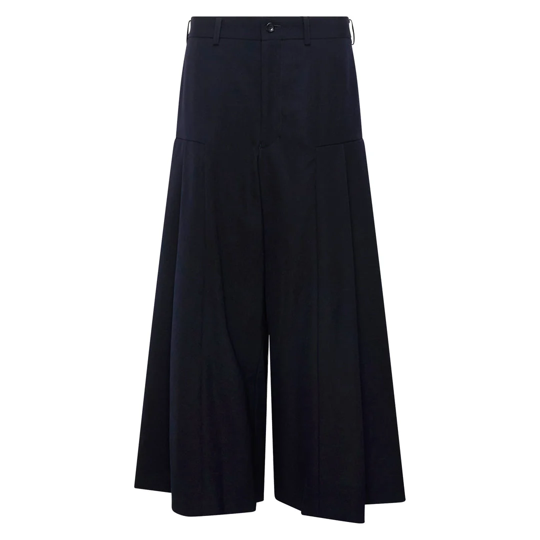 Wide-Leg Pleated Flare Trousers - 1