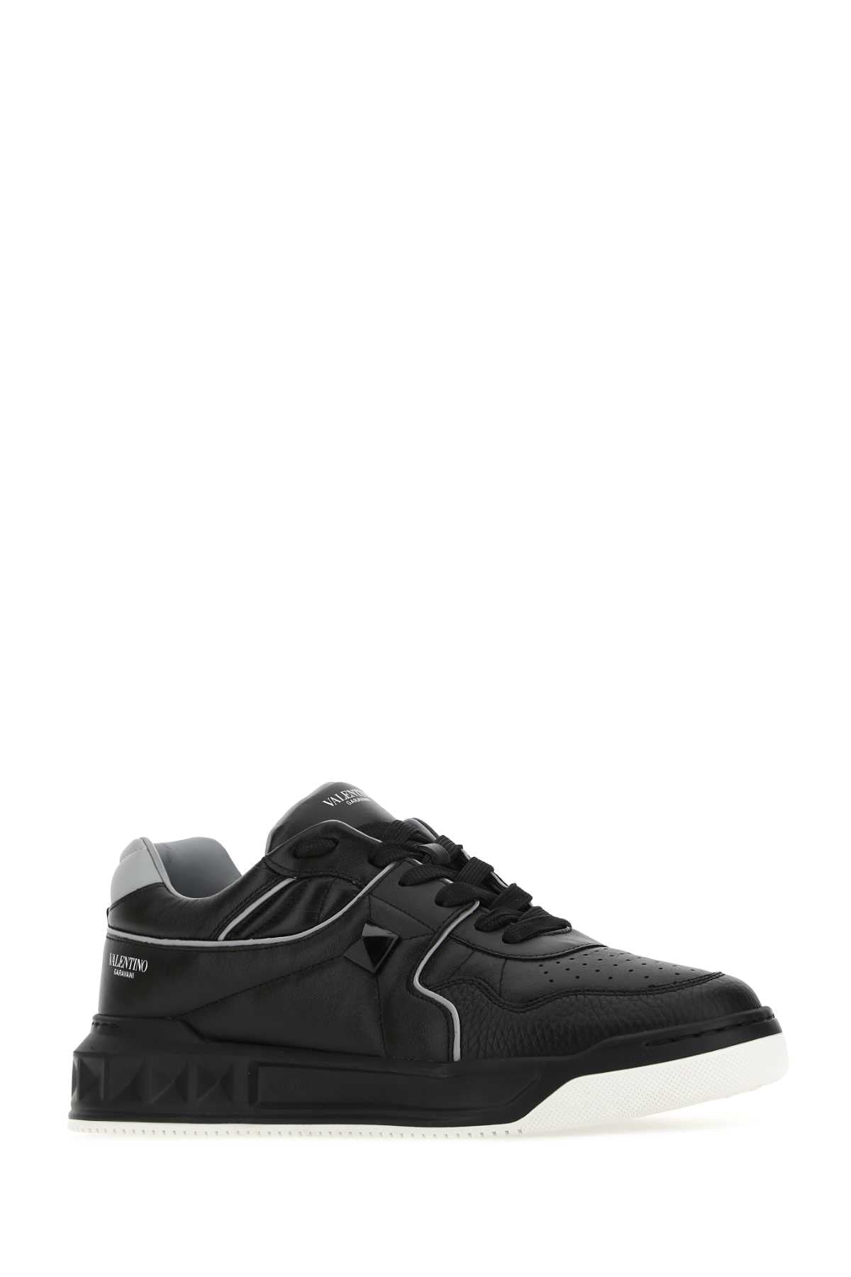 Valentino Garavani Men Black Nappa Leather One Stud Sneakers - 2
