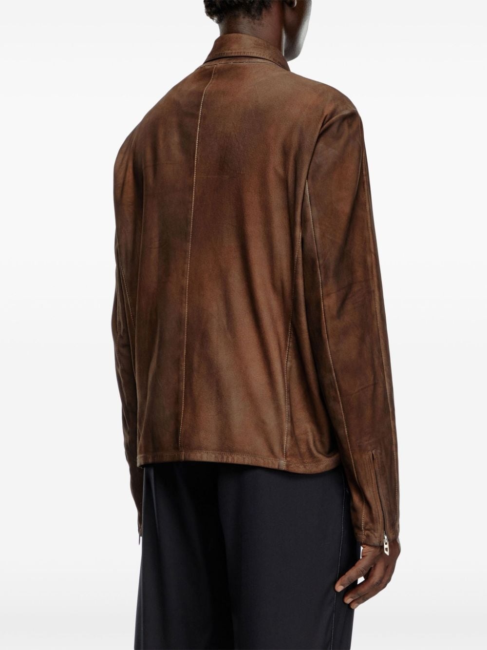 L-Crombe zip-up leather jacket - 4