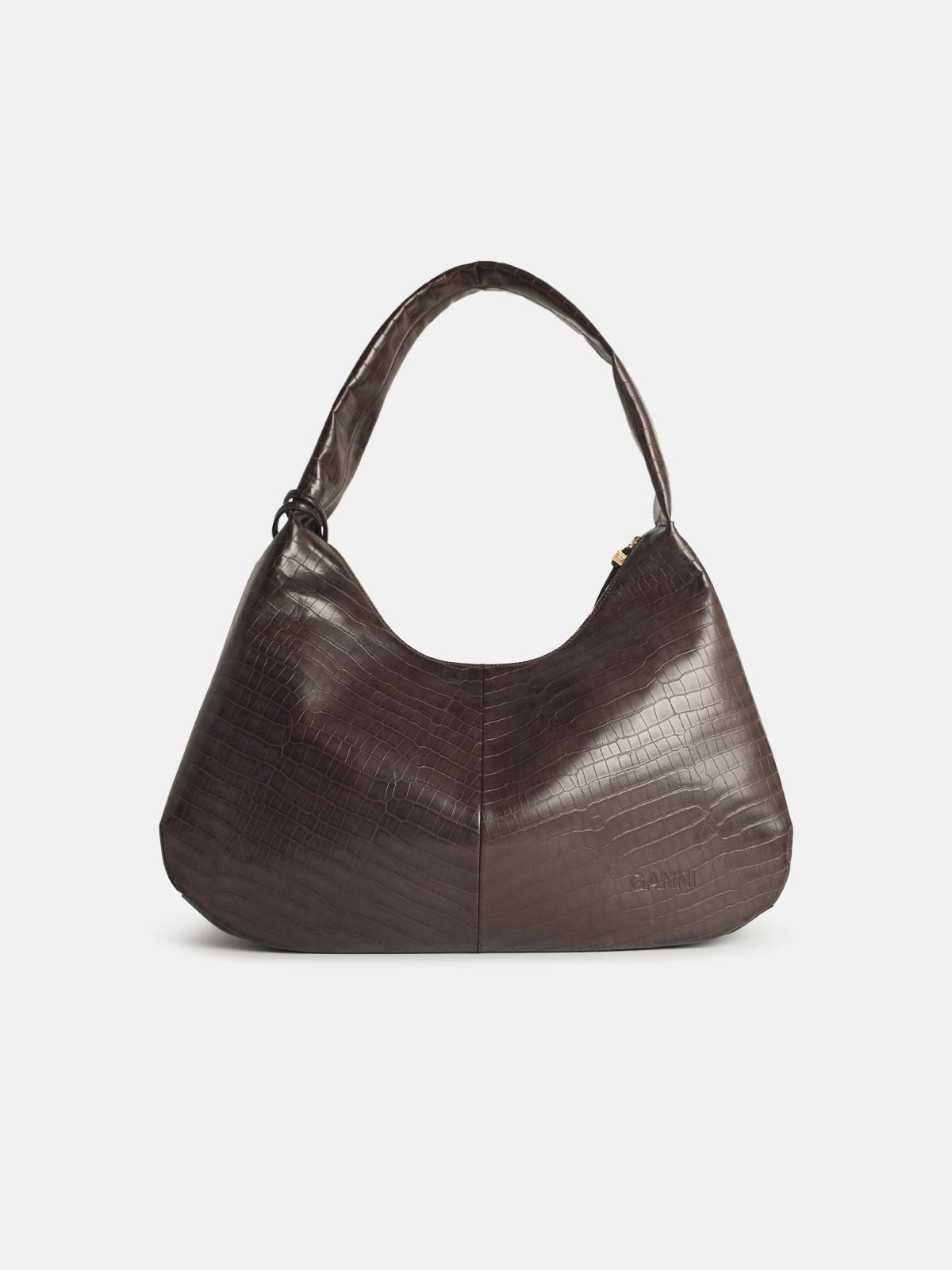 'BOU CROCO XXL' BROWN RECYCLED LEATHER BLEND BAG - 3