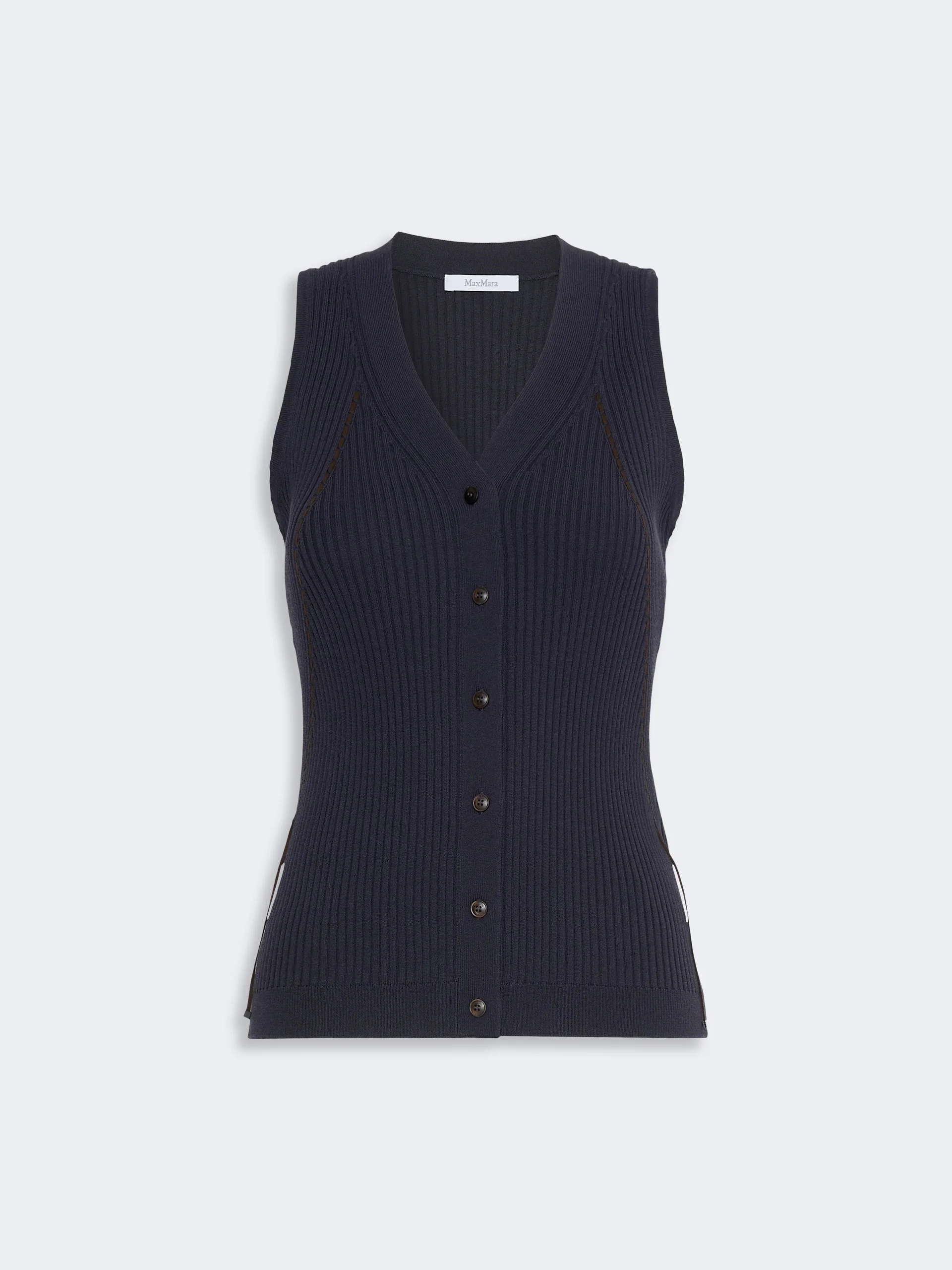 FIORIRE Cotton and viscose yarn gilet - ULTRAMARINE - 1