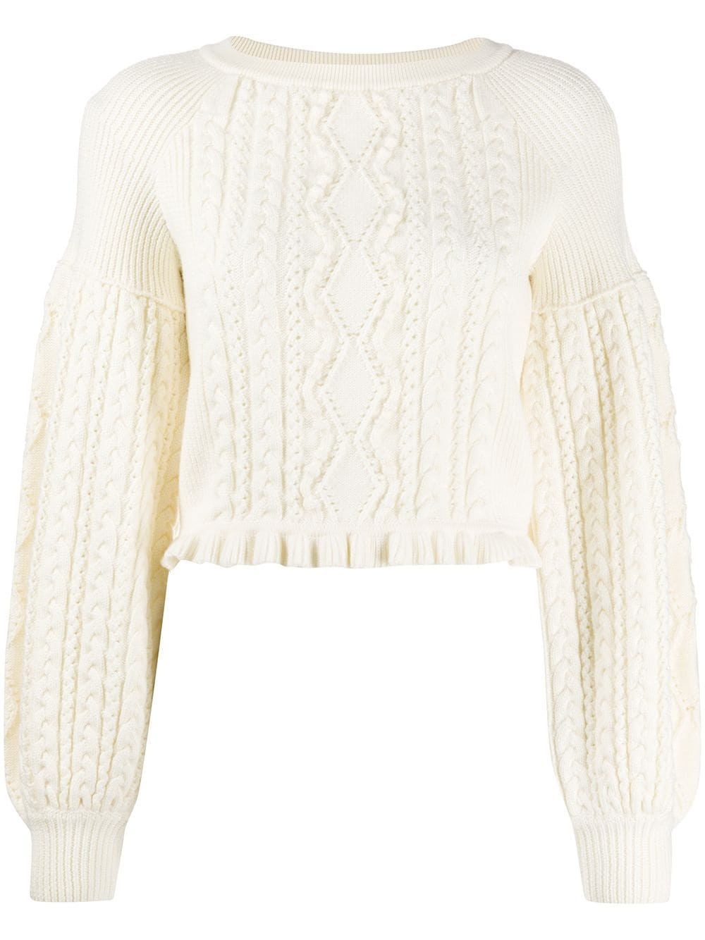 balloon-sleeve cable knit sweater  - 1