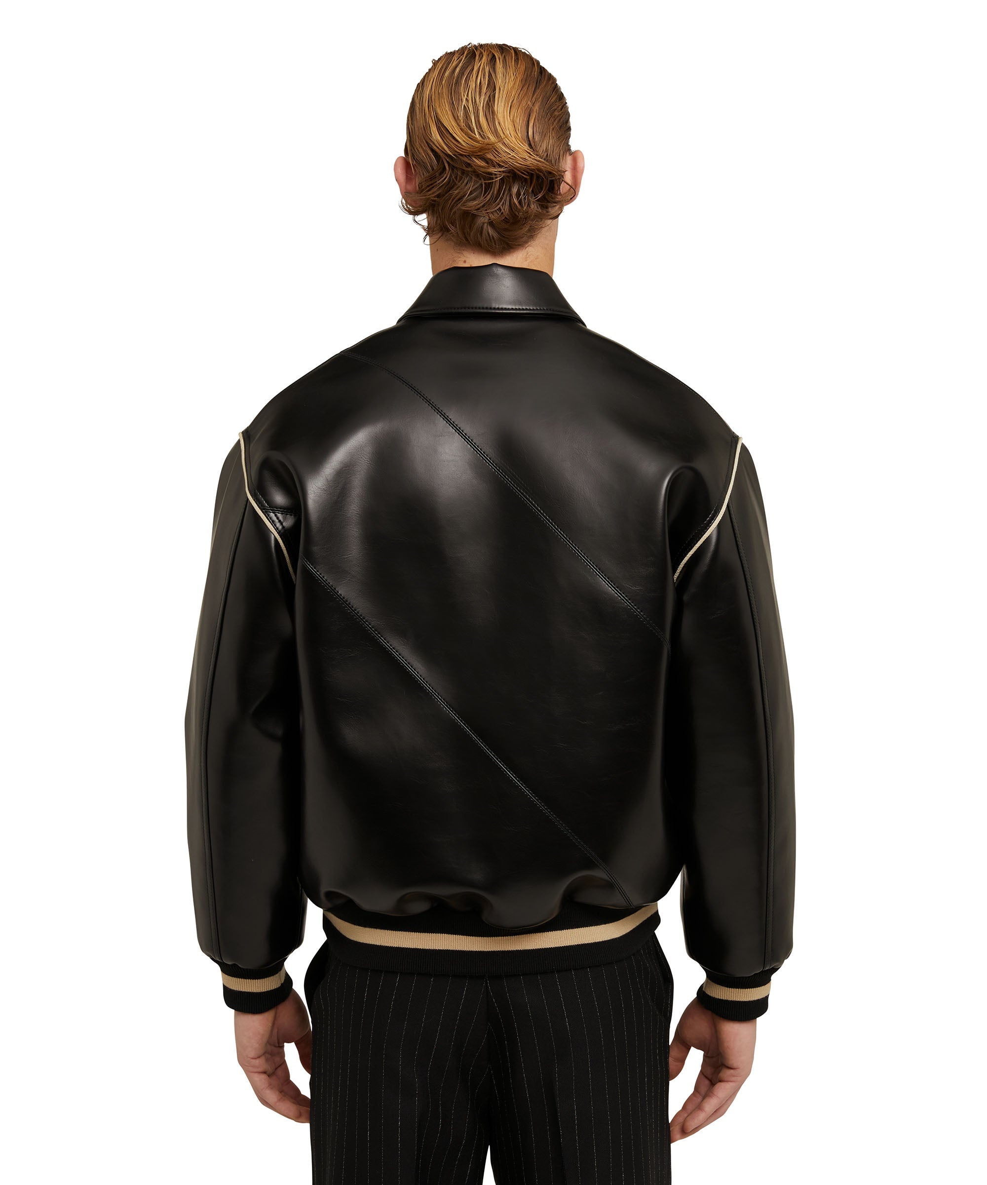 Faux leather bomber jacket  "Compact Eco Leather" fabric - 3