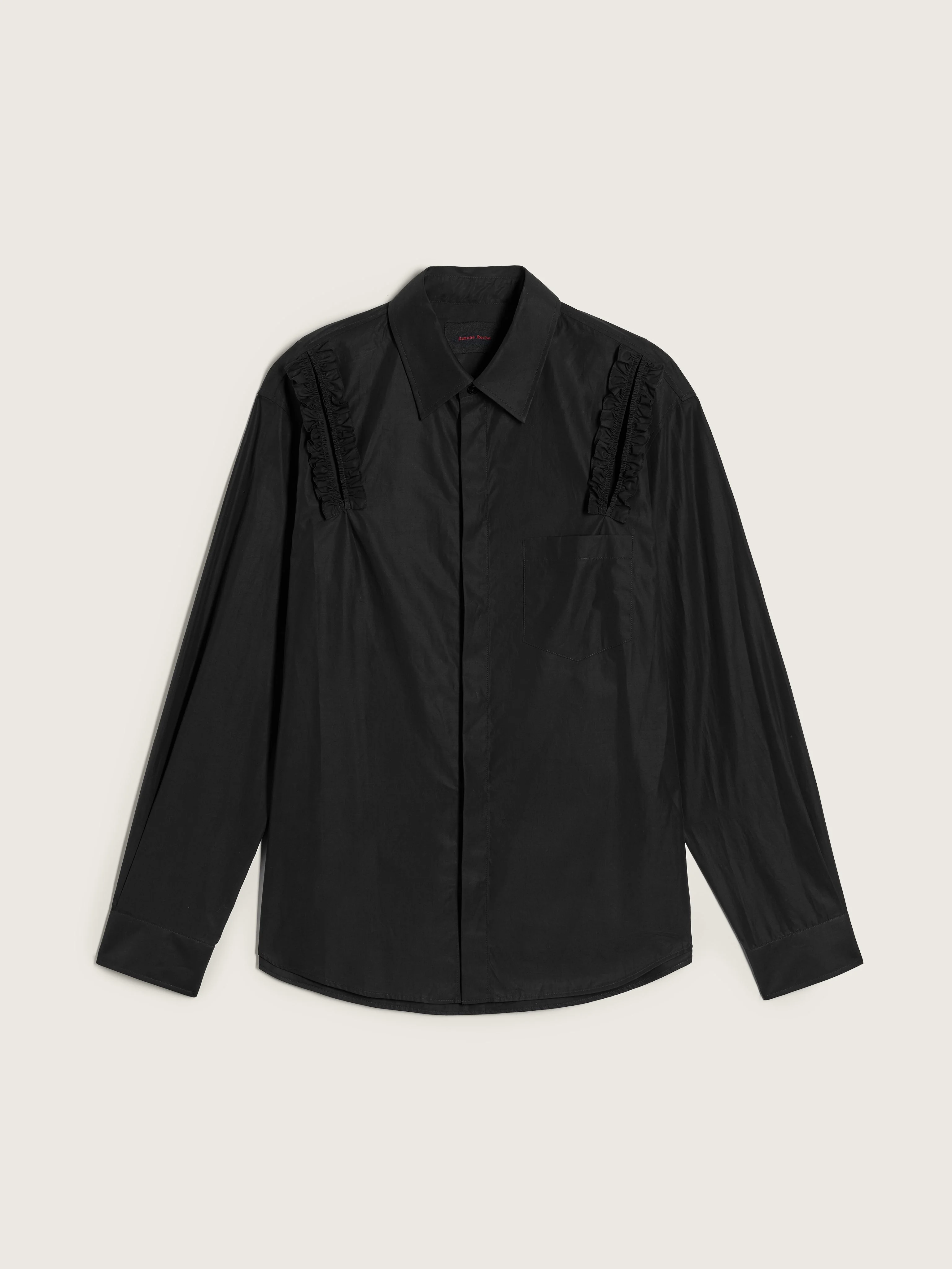 Ruffle Slash Classic Concealed Button Shirt - 1