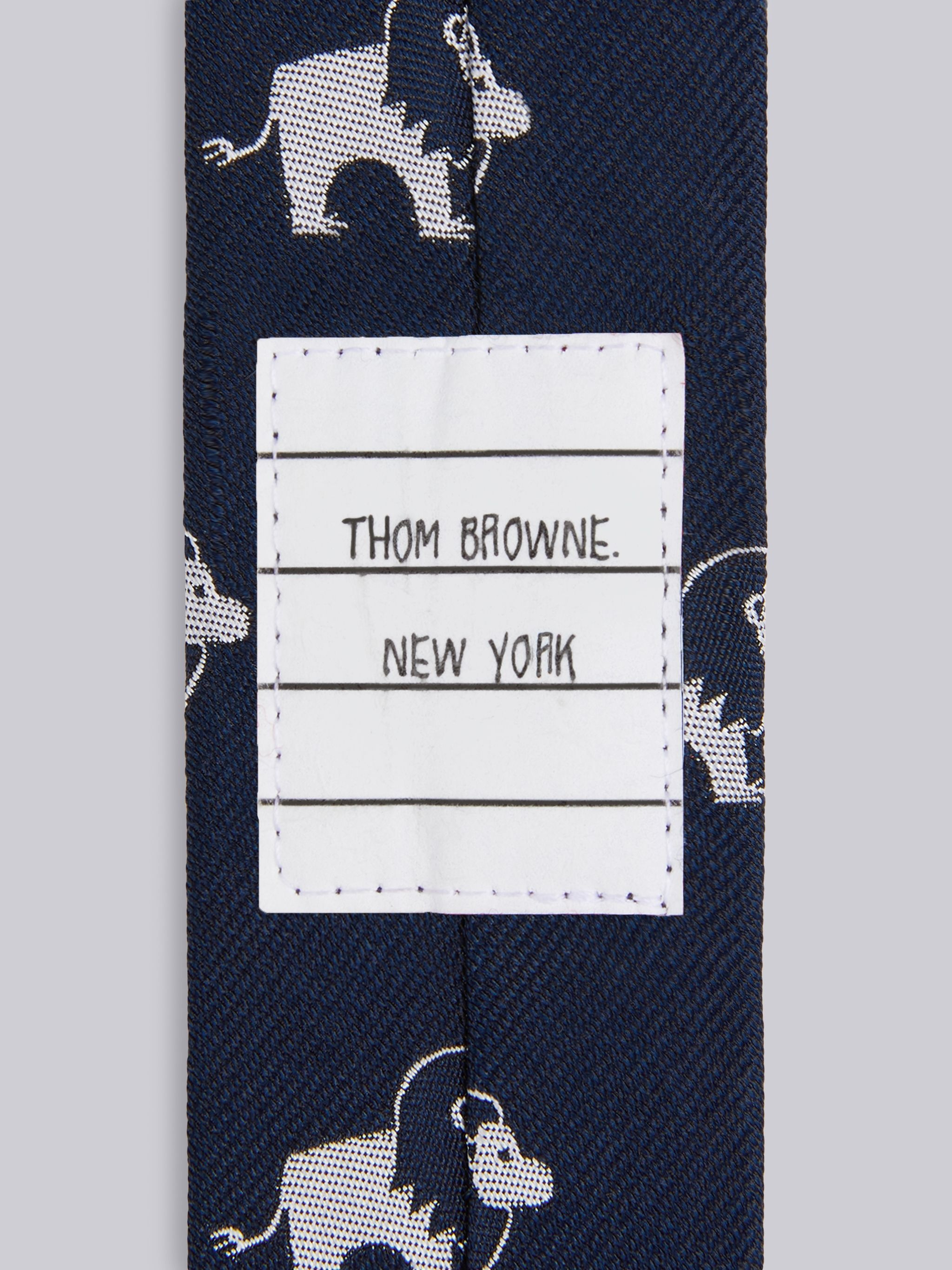 Navy Silk Tricolor Stripe Lion Icon Jacquard Tie 2