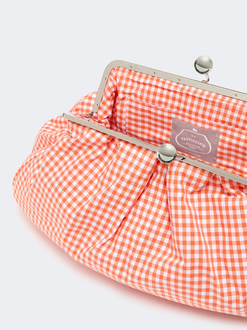BETA Large gingham cotton Pasticcino Bag - ORANGE 5