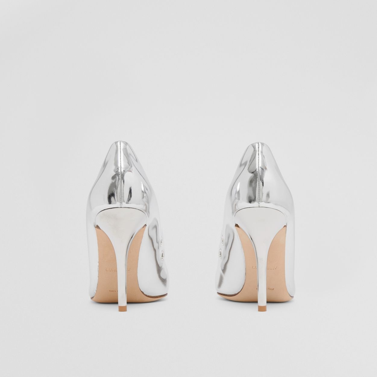 Eyelet Detail Metallic Leather Point-toe Pumps - 5