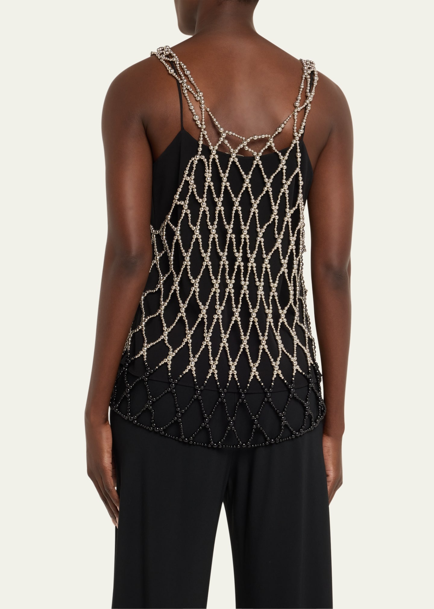 Marina Two-Tone Beaded Short Tank Top - 3