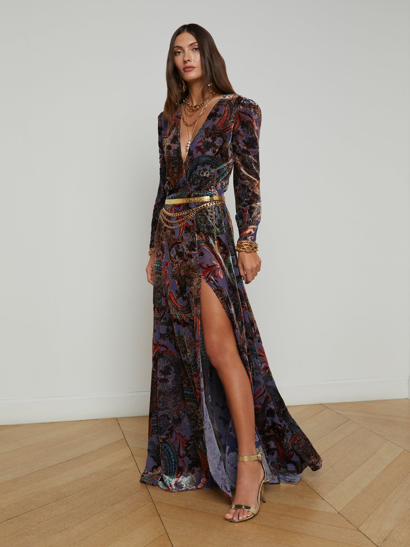 L'AGENCE Luca Velvet Maxi Skirt outlook
