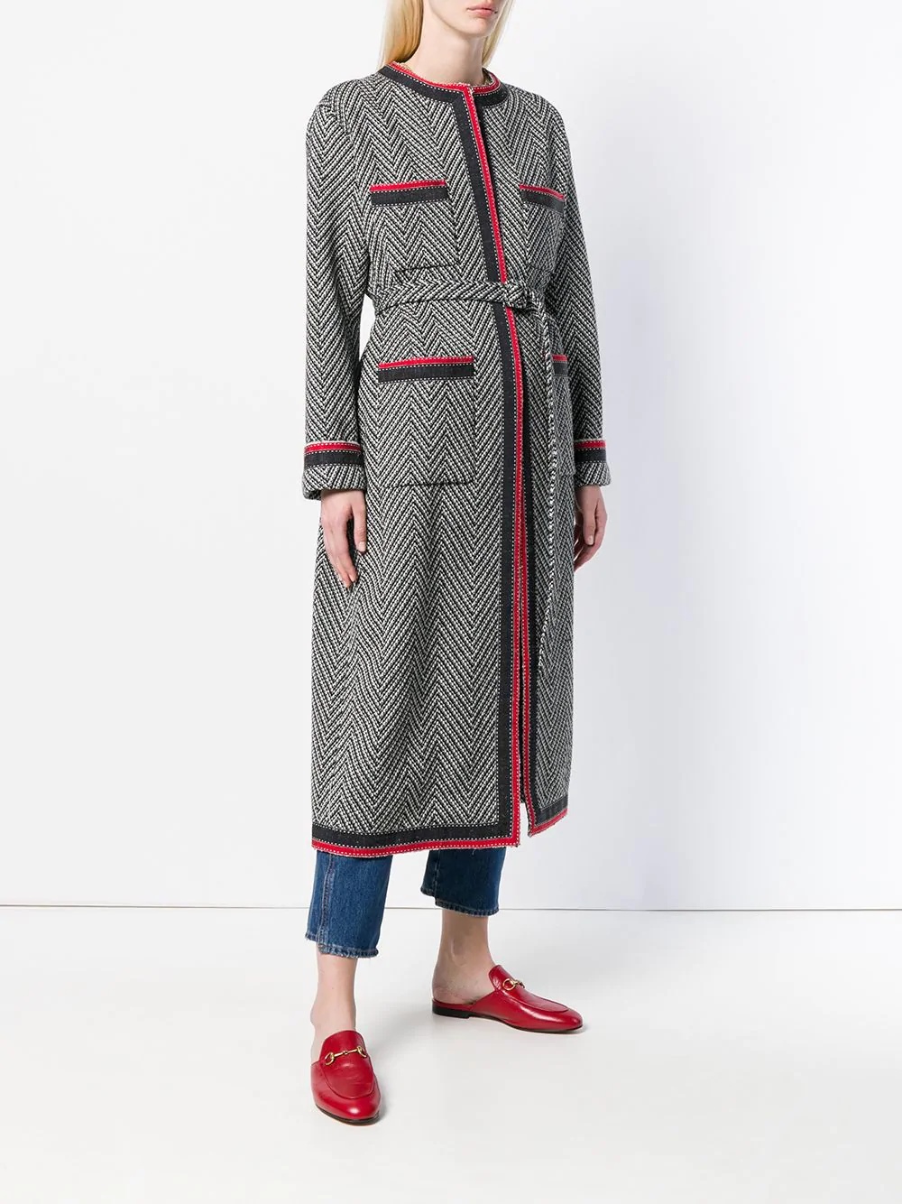 chevron tweed coat - 3