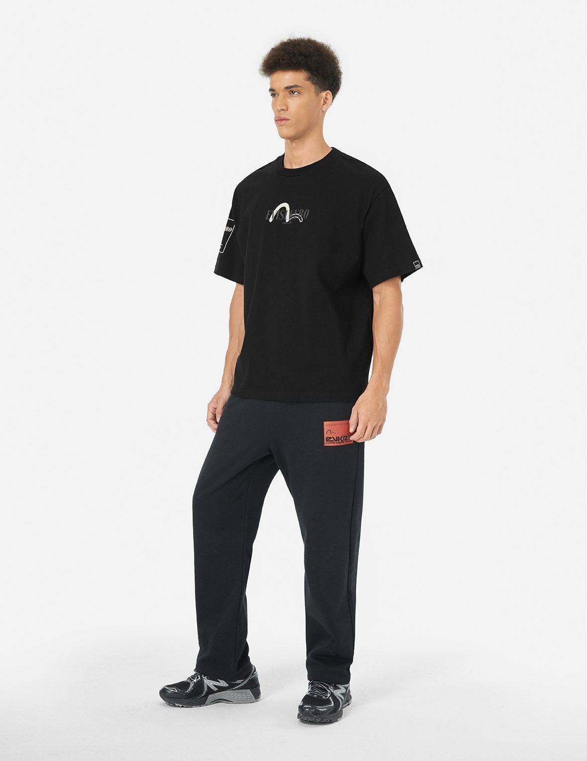 Logo Embroidery and Kamon Print Loose Fit T-Shirt - 3