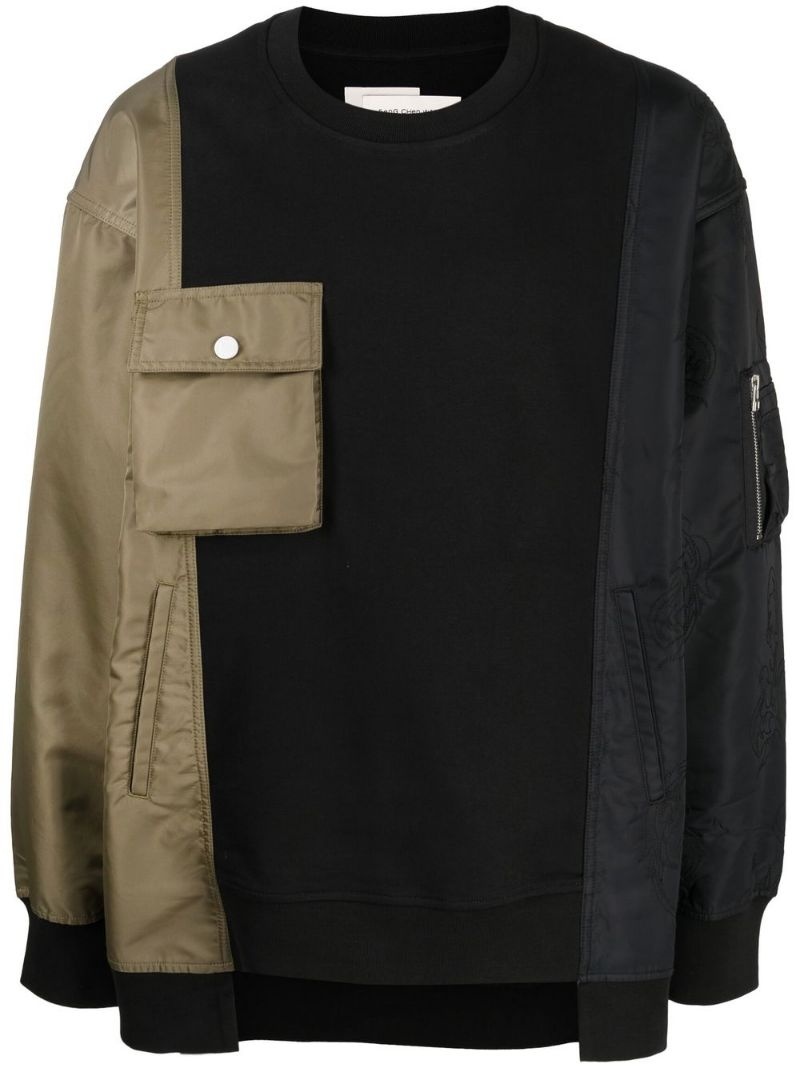 crew-neck layered sweatshirt - 1