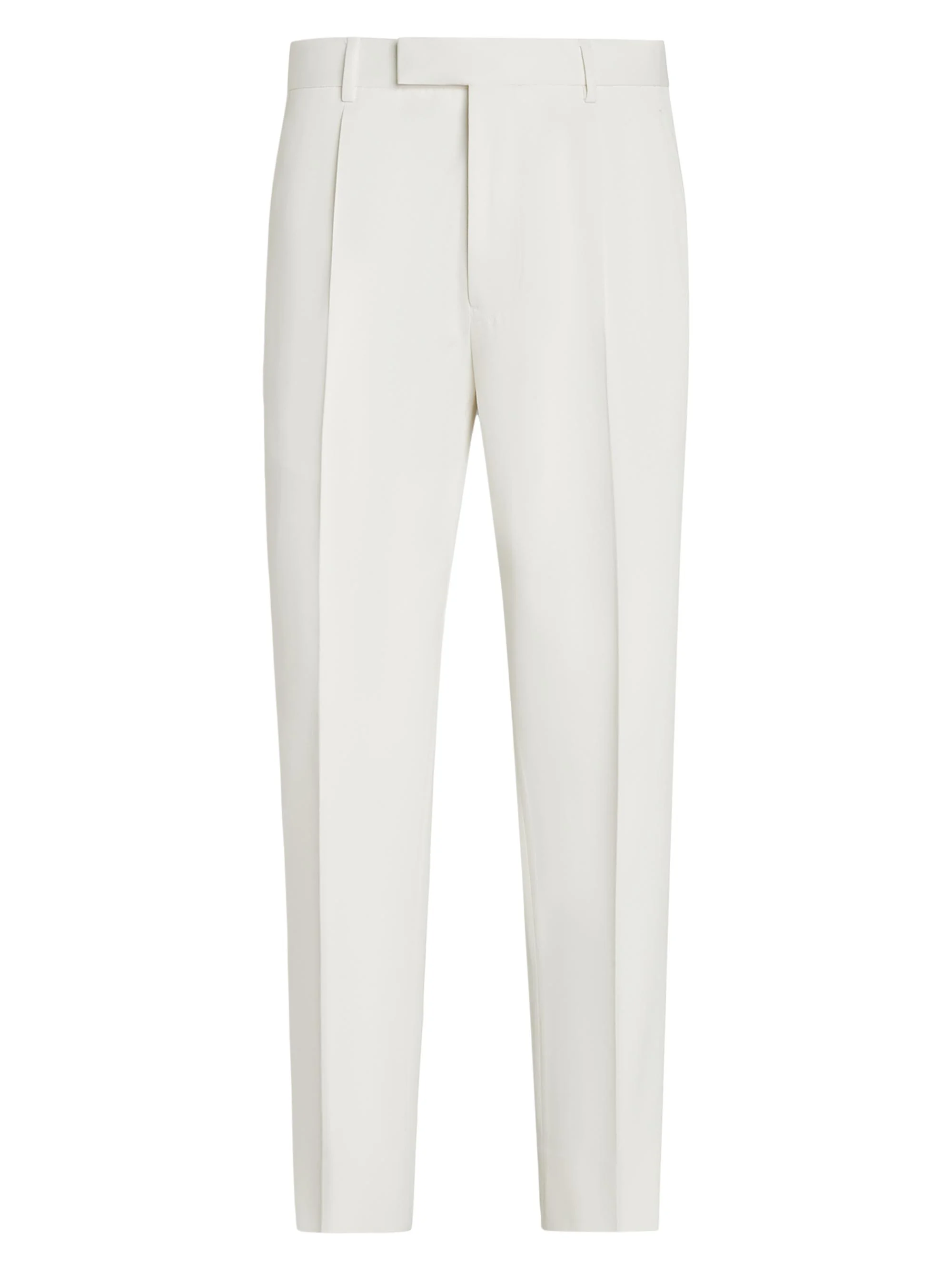 Men's Single-Pleated Cotton and Wool Pants - White - 1