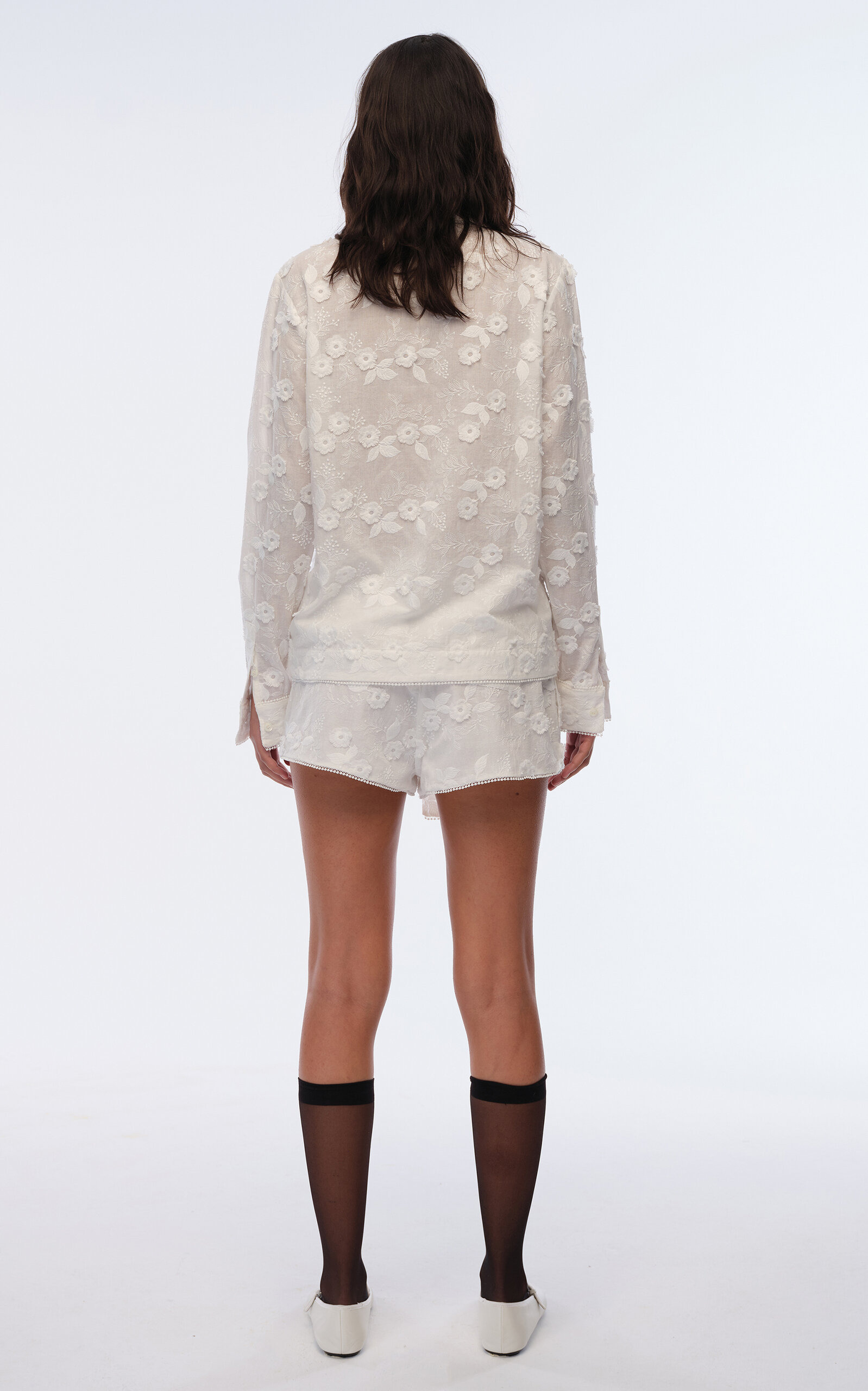 Shol Floral-Appliquéd Cotton-Blend Shorts white - 4