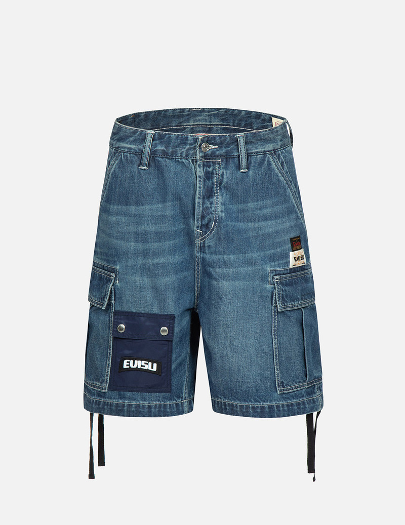SEAGULL PRINT CARGO DENIM SHORTS 1