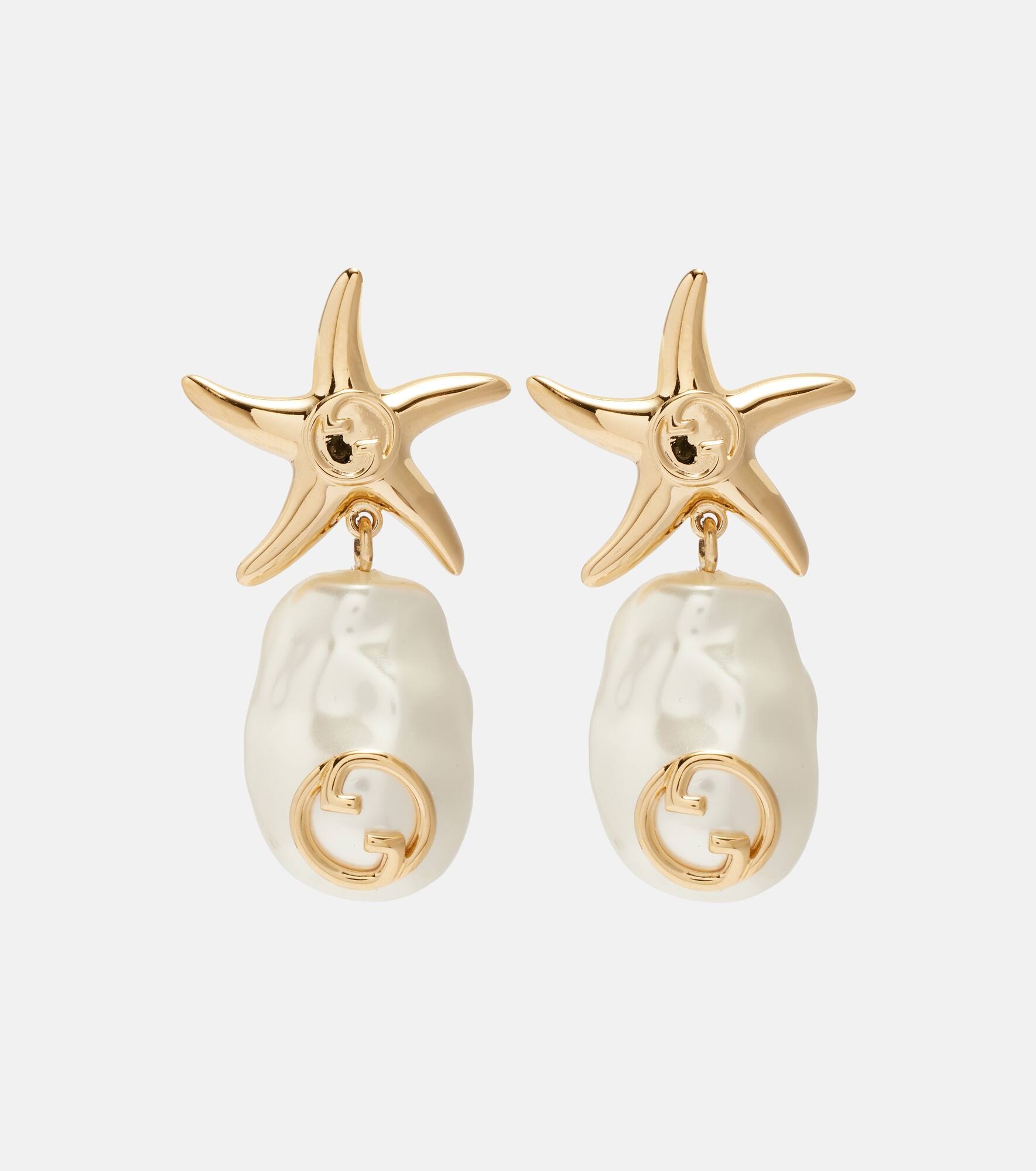 Interlocking G faux pearl drop earrings - 1