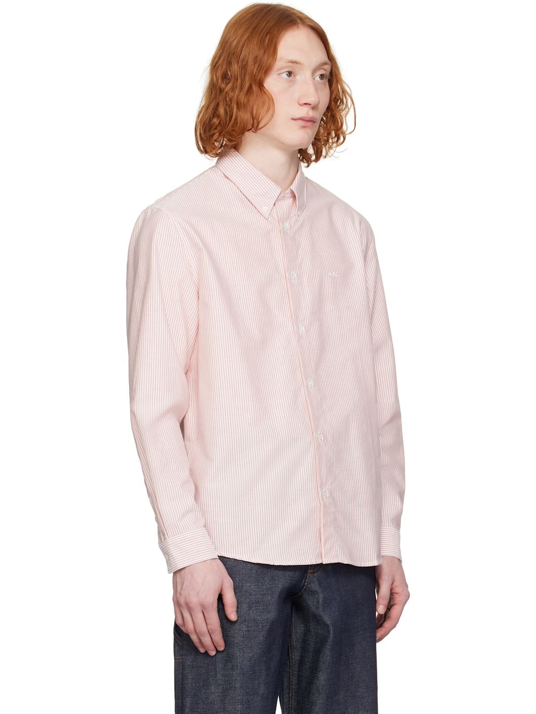 A. P.C. Red & White Greg Shirt - 2