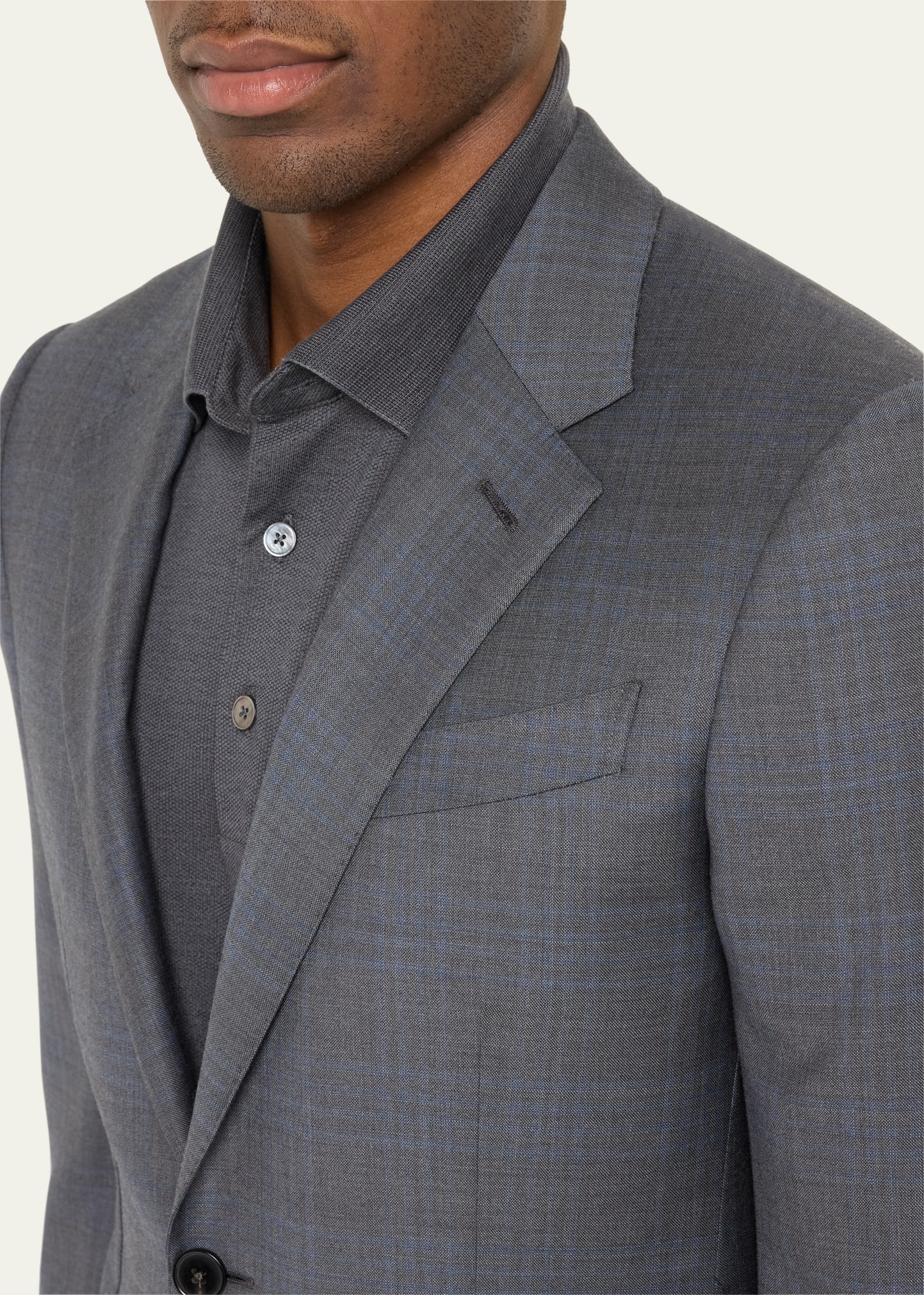 Men's Two-Tone Plaid Wool Suit - 5