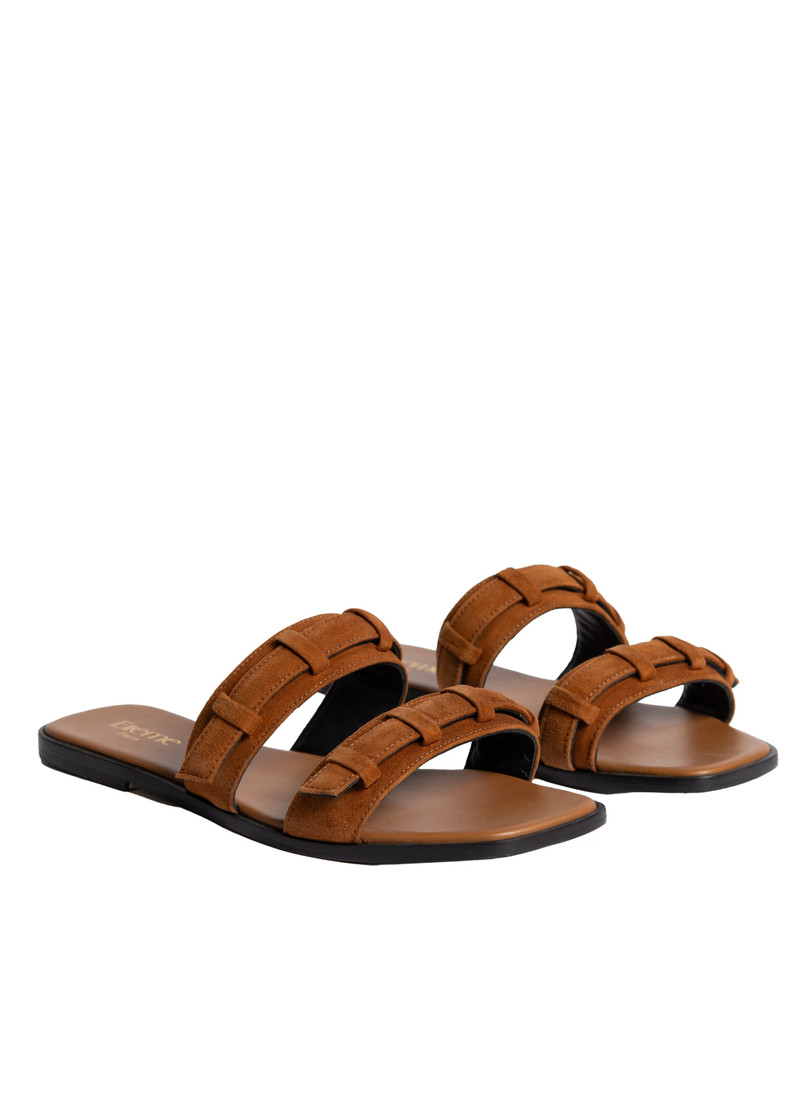 Loop Flat Sandal Suede Cognac 1