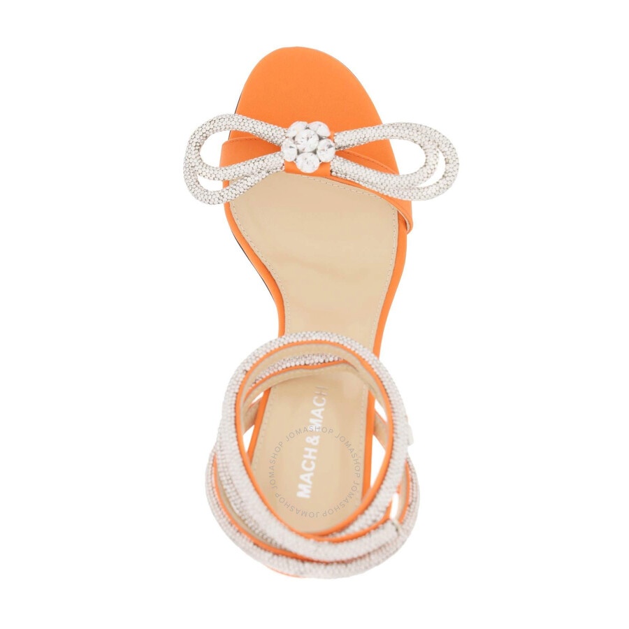 Mach & Mach Double Bow Crystal Satin Sandals - 4