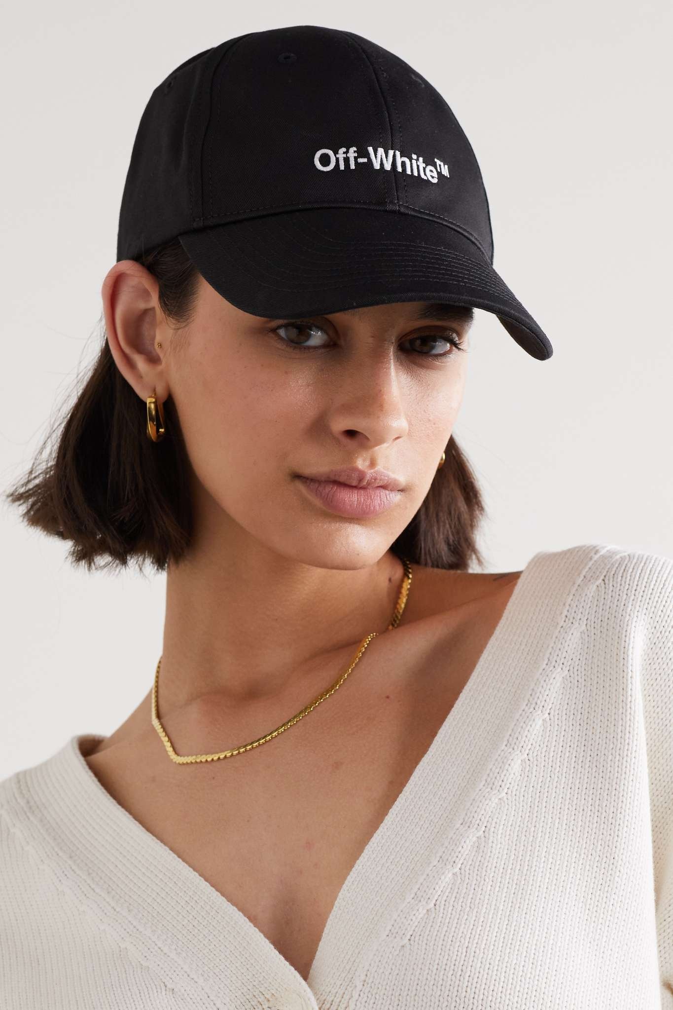Helvetica embroidered cotton-twill baseball cap - 2