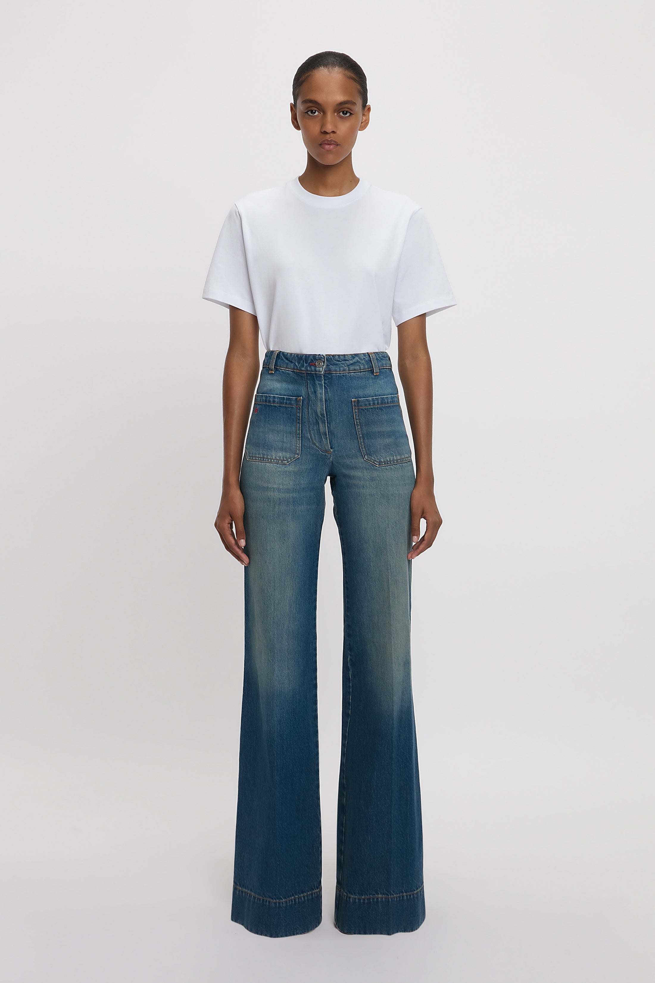 Exclusive Alina High Waisted Stretch Jean In Mid Blue - 2