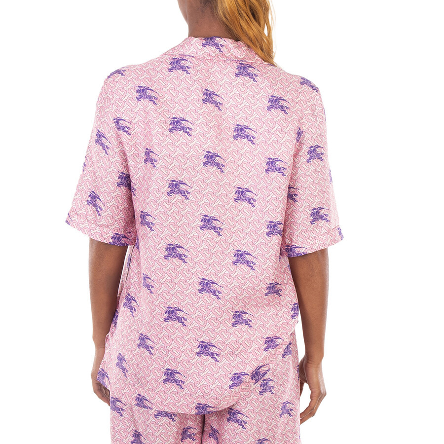 Burberry Tabi Equestrian Knight TB Monogram Print Silk Pyjama Shirt - 5