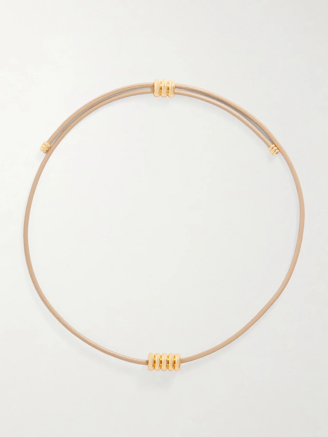 Hollyhock Beaded Gold-toned Leather Necklace - 1