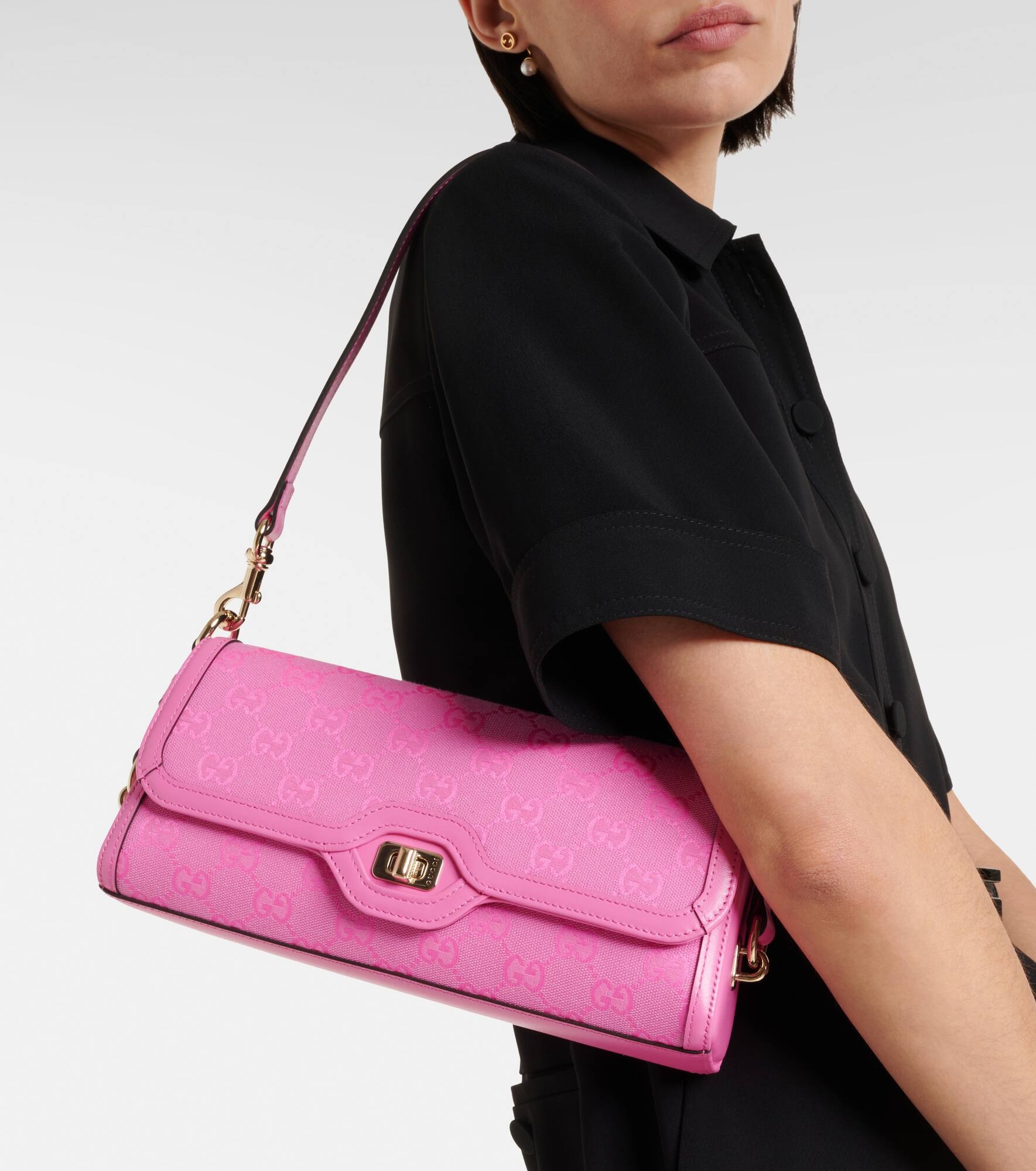 ショルダーバッグ・ポシェット GUCCI  Crossbody Bags Women Leather Pink GUCCI GG Small leather-trimmed crossbody bag | mytheresa